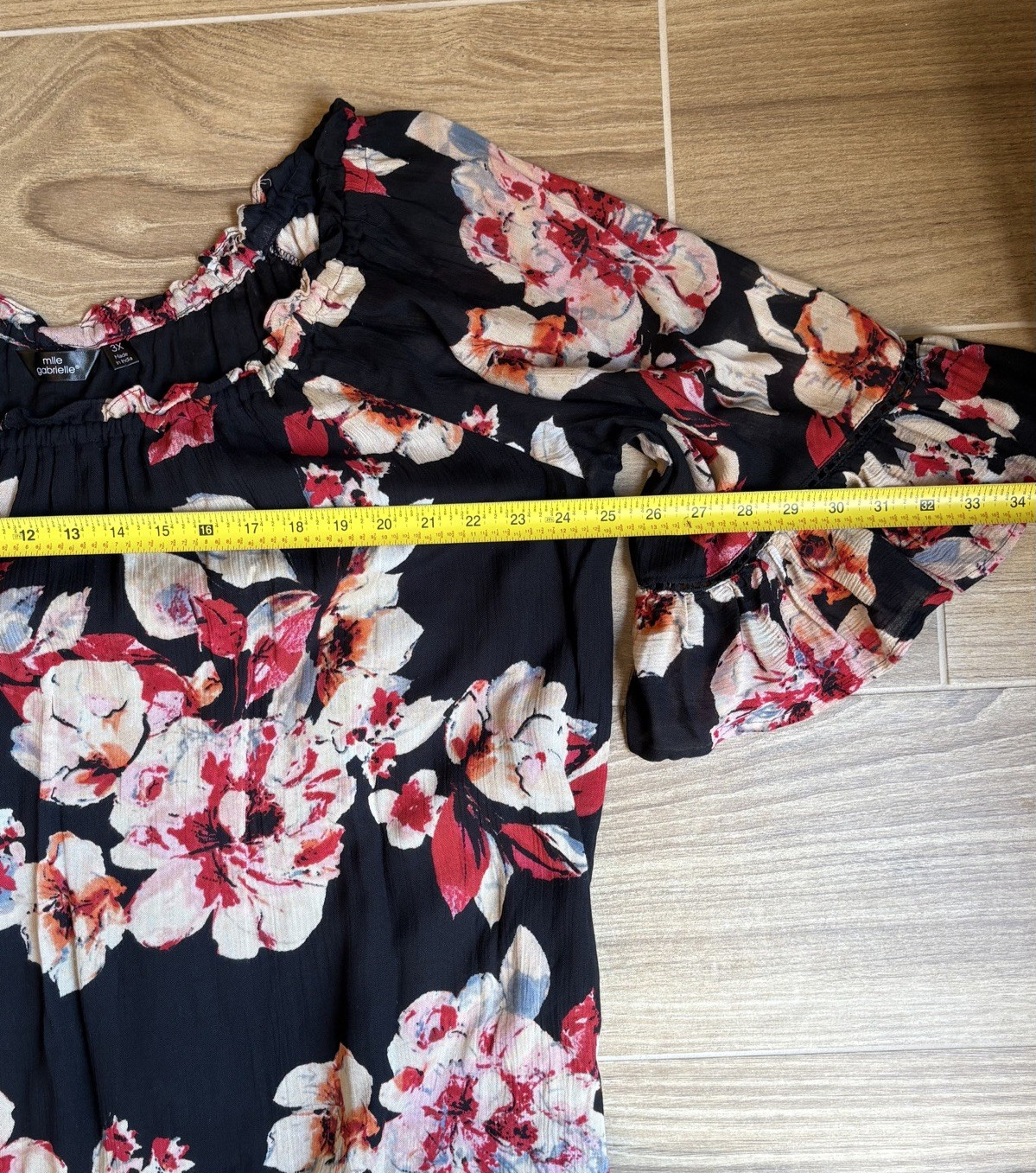 Mlle Gabrielle Black Romantic Flowy Garden Party Dress 3X Feminine Boho Peasant