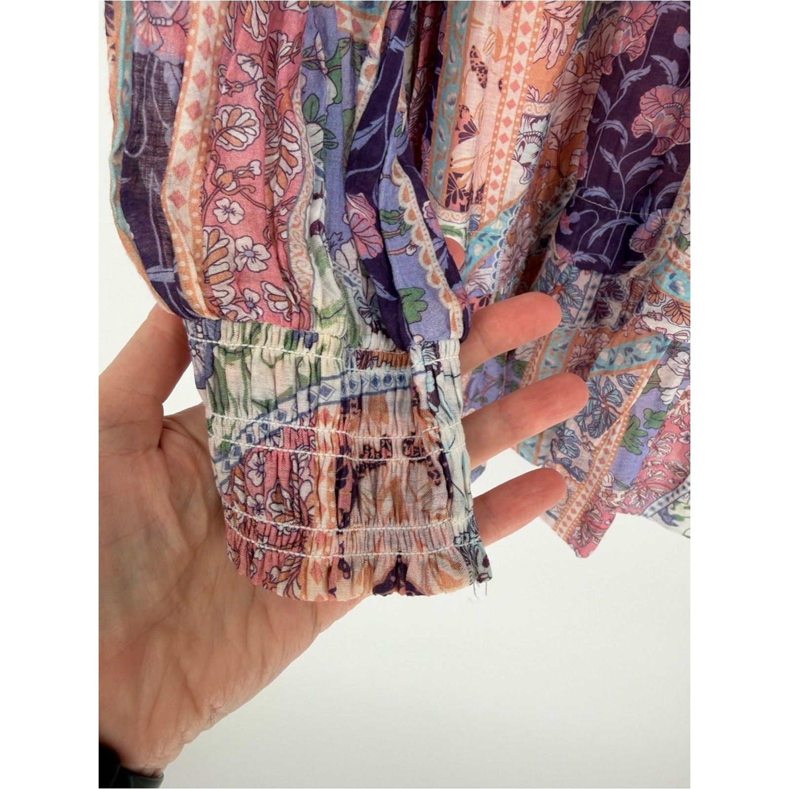 Fate Patchwork Ruffle Mock Neck Mini Dress Pink Multi Women’s NWT – Size L