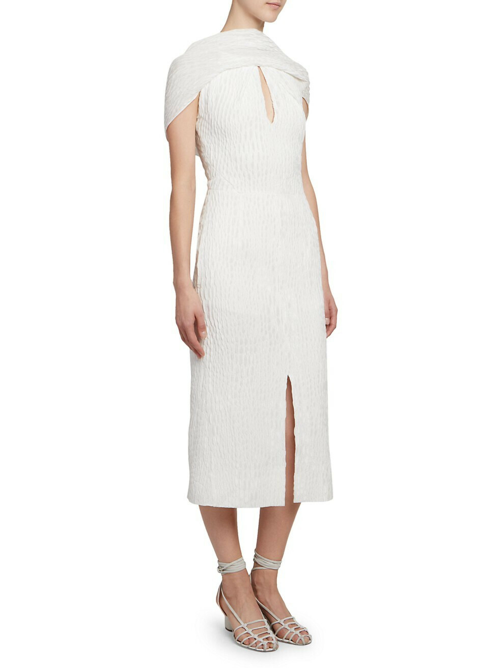 Roland Mouret Belem Rippled Silk Sheath Dress Keyhole-neckline Sz 10, $2,650 NWT