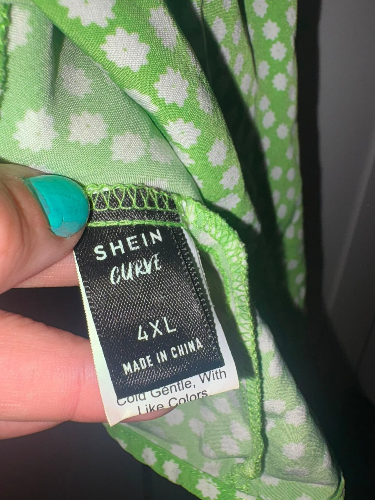 SHEIN Curve Green Floral Print Slip Dress 4XL