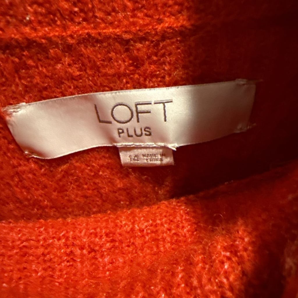 LOFT Plus Orange Cowl Neck Sweater Dress Size 14
