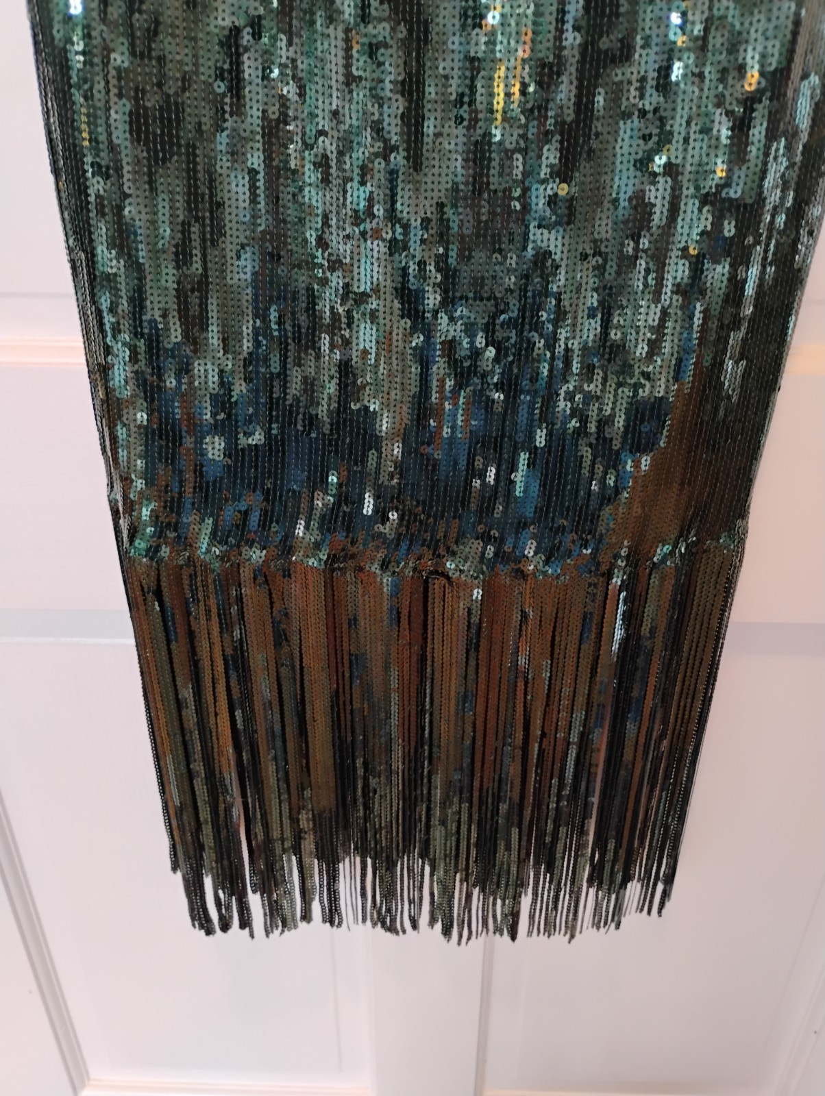 Nanette Lepore green sequin Flapper Fringe Dress, Size 10
