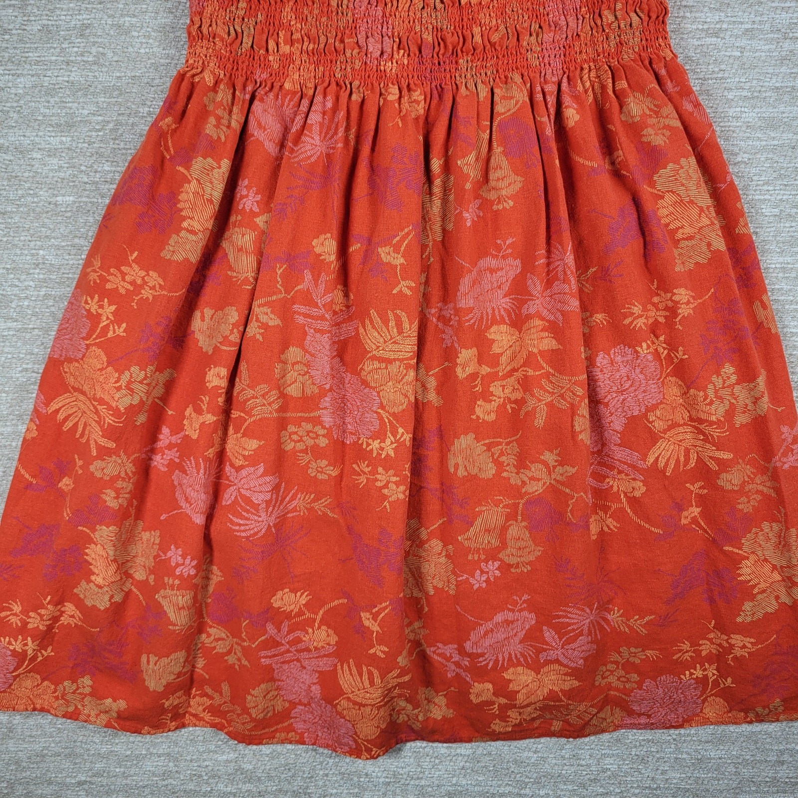 Universal Thread Dress Womens Medium Orange Smocked Top Adjustable Straps Summer