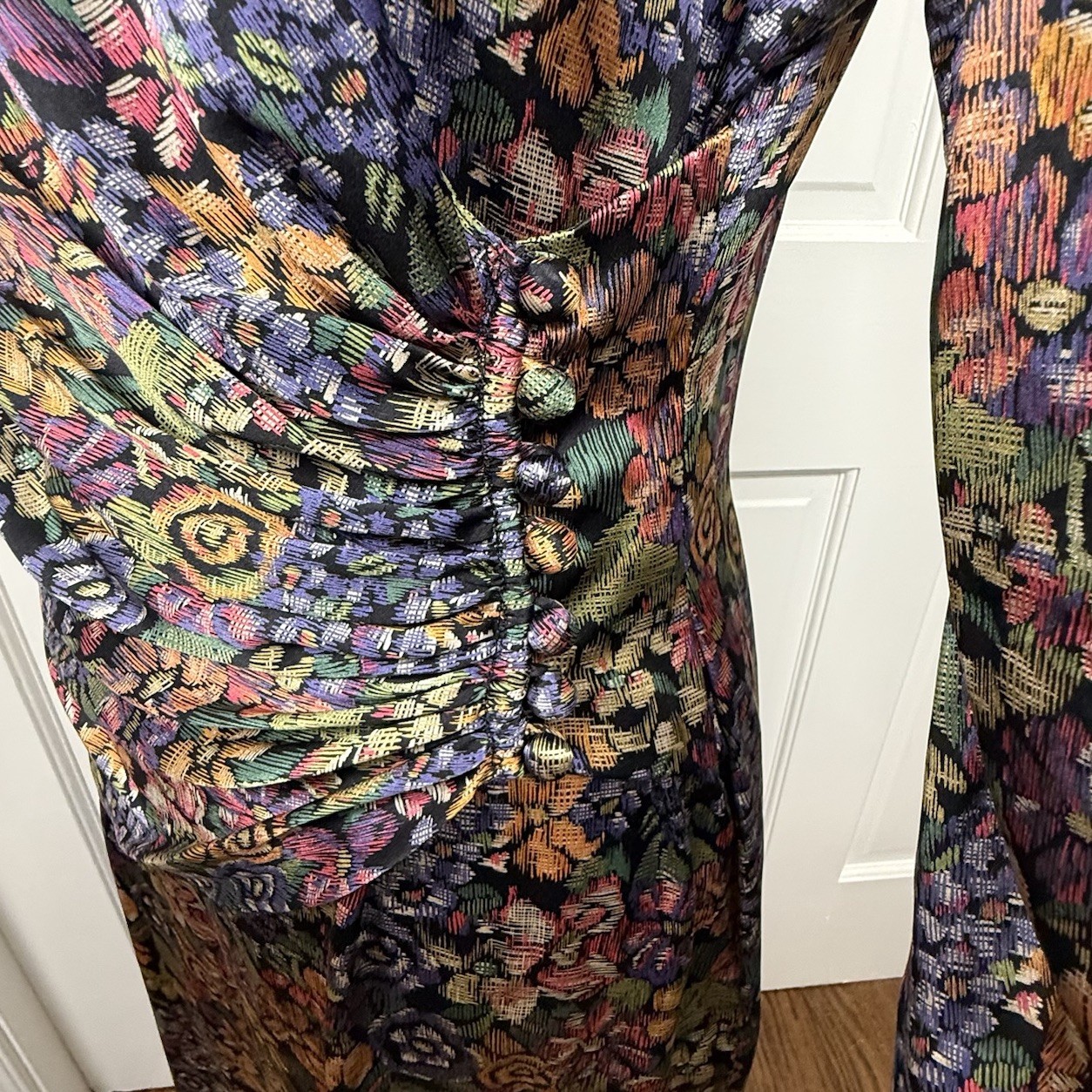 Vintage Adele Simpson Silk Floral Print Dress Size 10 See Measurements Career