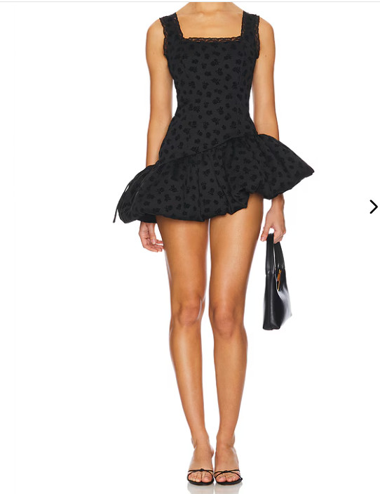 Free People For Love & Lemons Claira Asymmetric Black Mini Dress Top Size M NEW