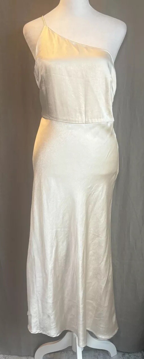 Billy J NWT – Kimbra Midi Dress One Shoulder Style – Ivory Champagne NEW