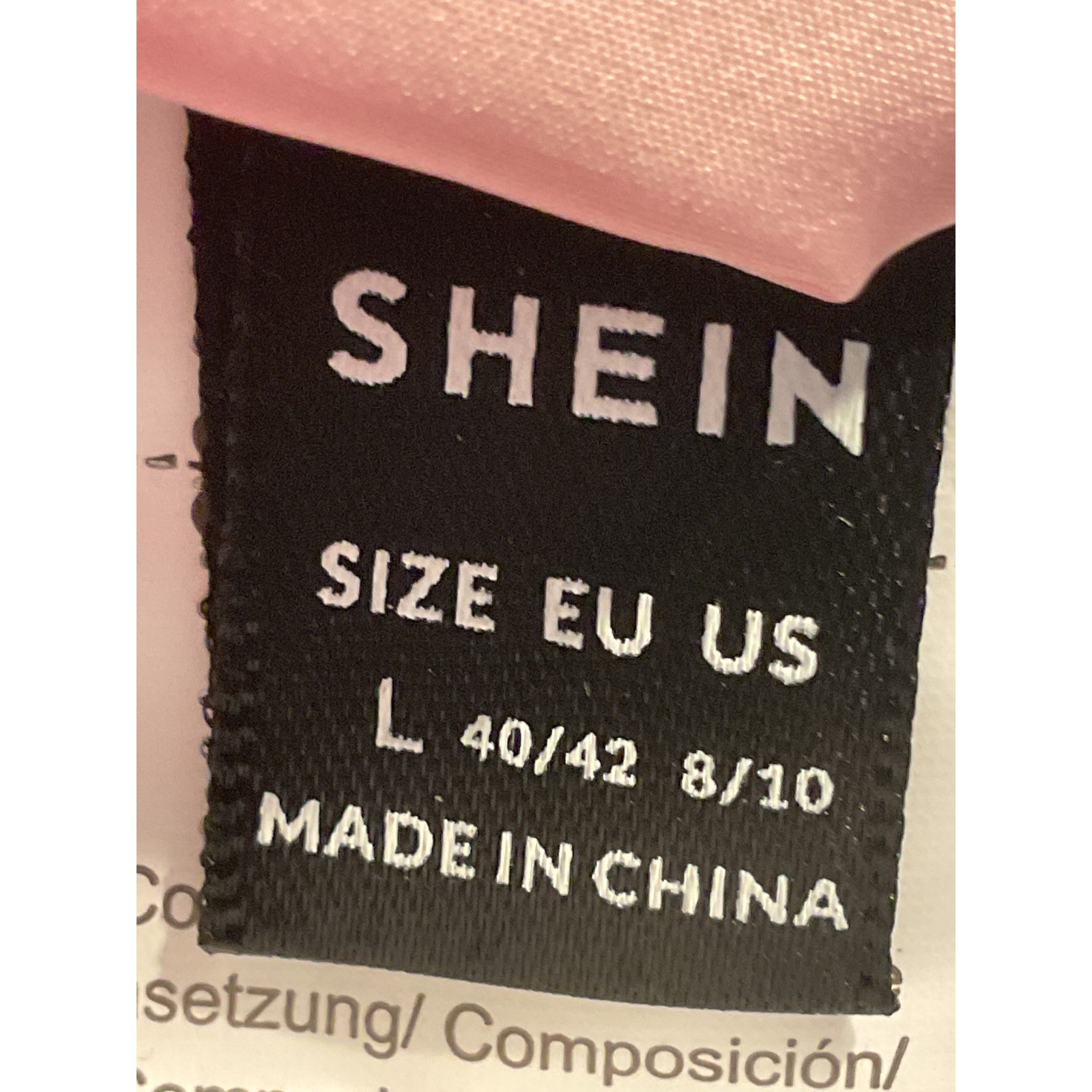 SHEIN Pink Butterfly Guipure Lace Mock Neck Puff Sleeve Shift Dress Large 8/10