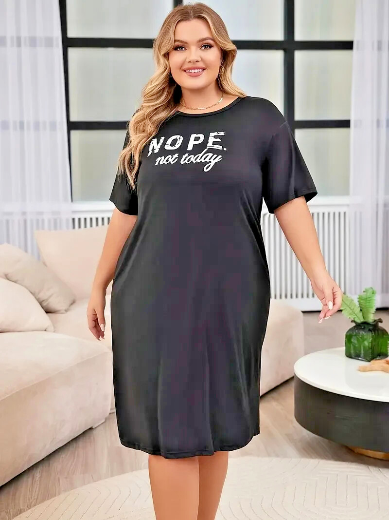 Plus Size – Not Today T-Shirt Dress – Lounger Muumuu ✨New