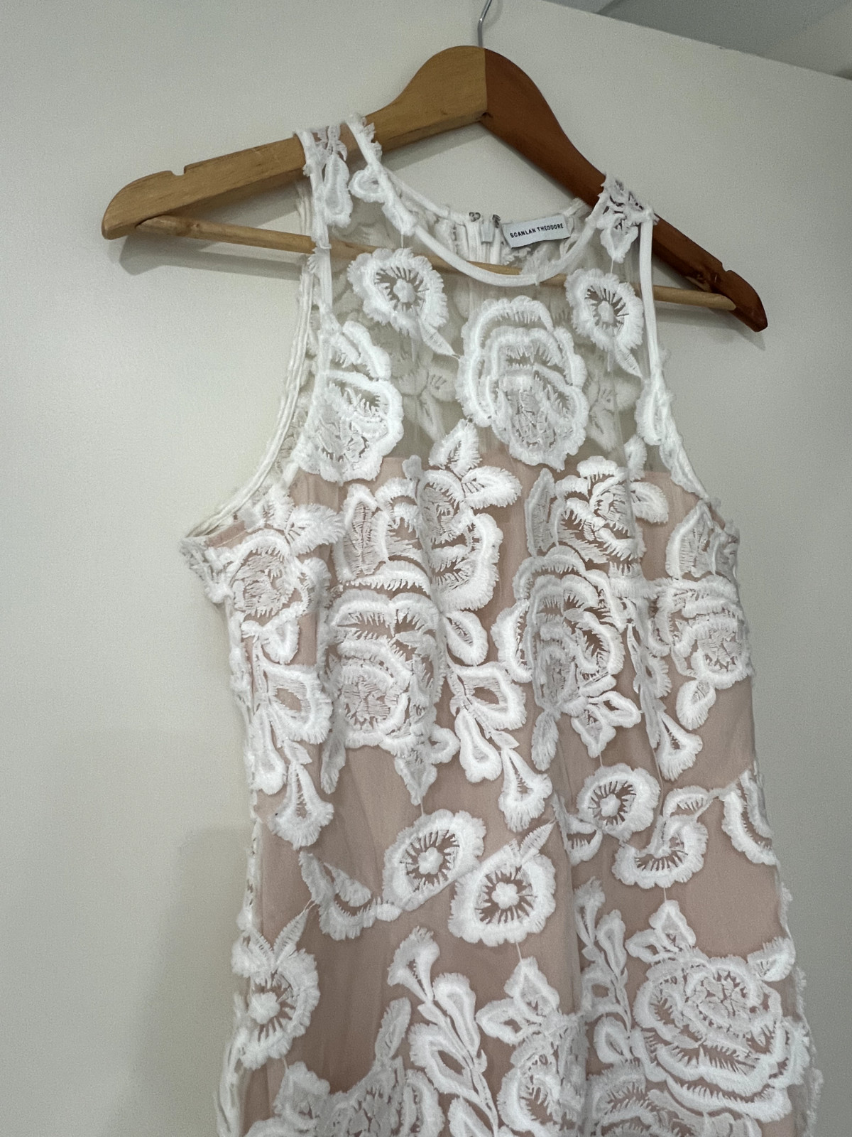 Scanlan Theodore White Sleeveless Rosebud Lace Dress 8 XS