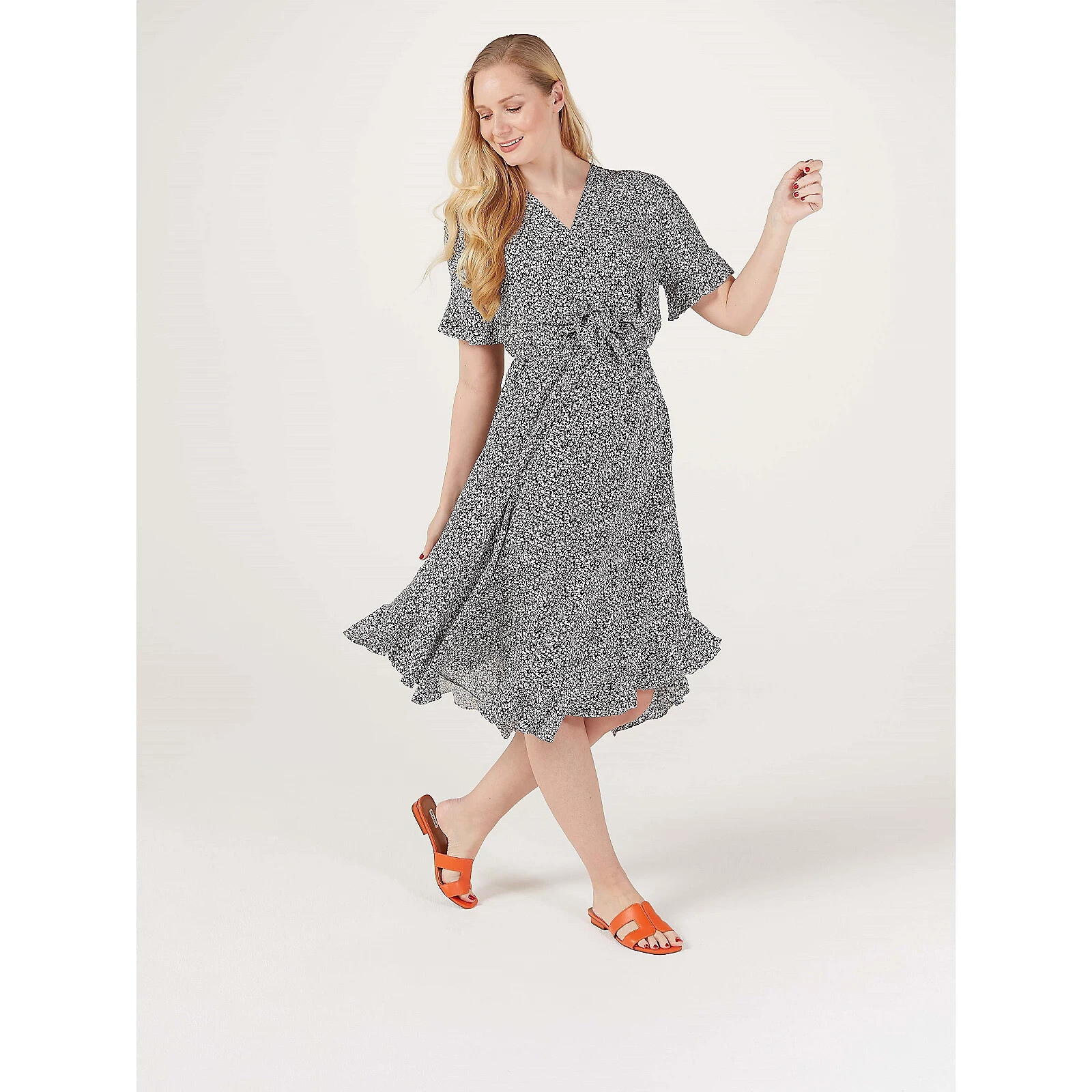 Izabel London – Short Sleeve Tie Waist High Low Hem Dress – Size 14 – RRP £42.00