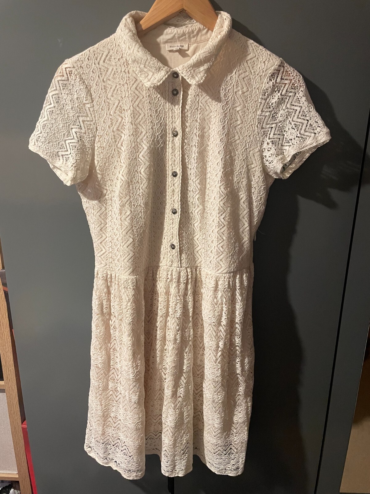 River Island ivory overlay short sleeves dress size 12