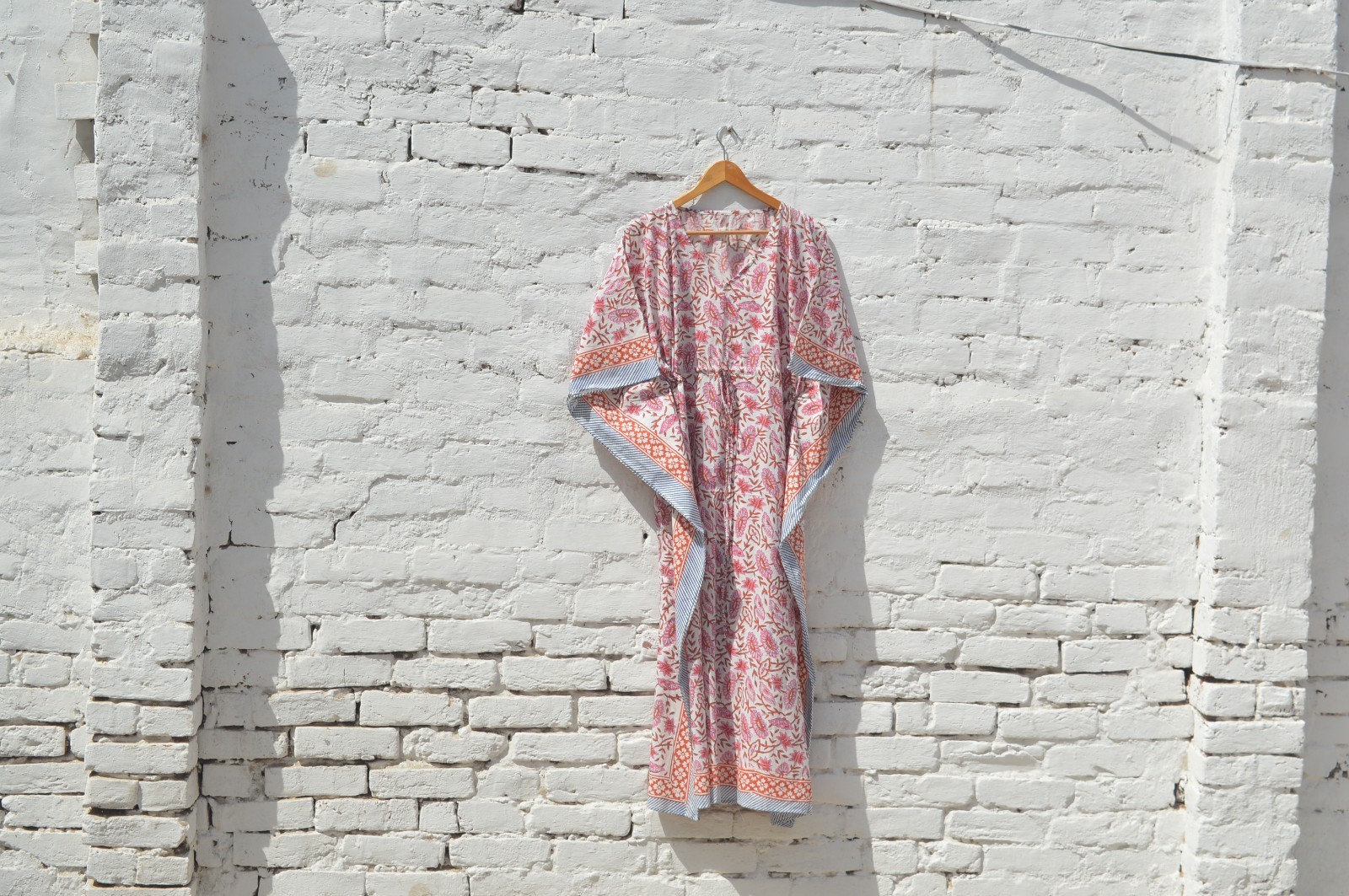 100%Cotton Indian Block Print Long Kaftan Dress TARRIF FREE✅0% CHARGE KF-82 *