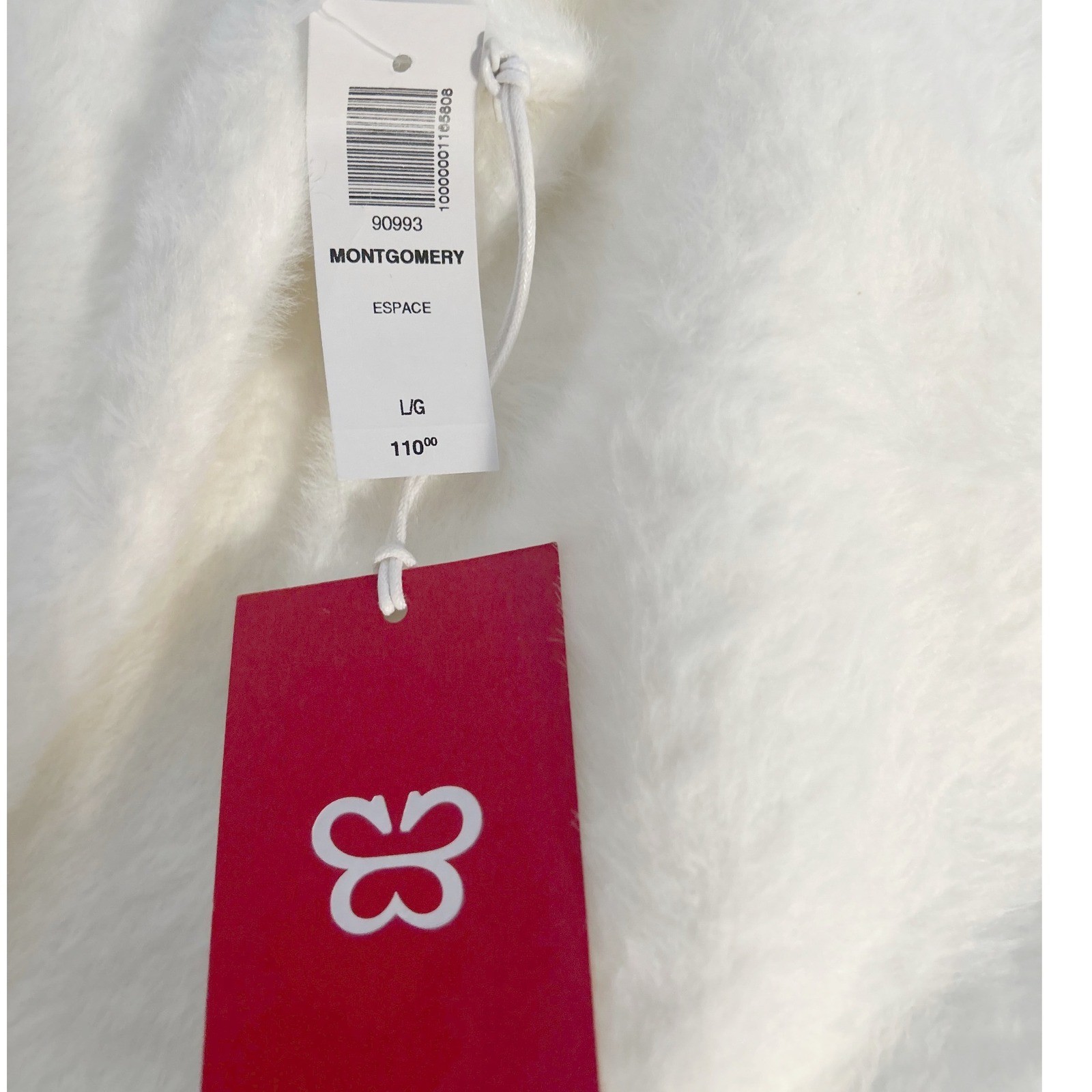 New W/Tags Sunday Best Montgomery White Fuzzy Knit Long Sleeve Mini Dress Sz. L