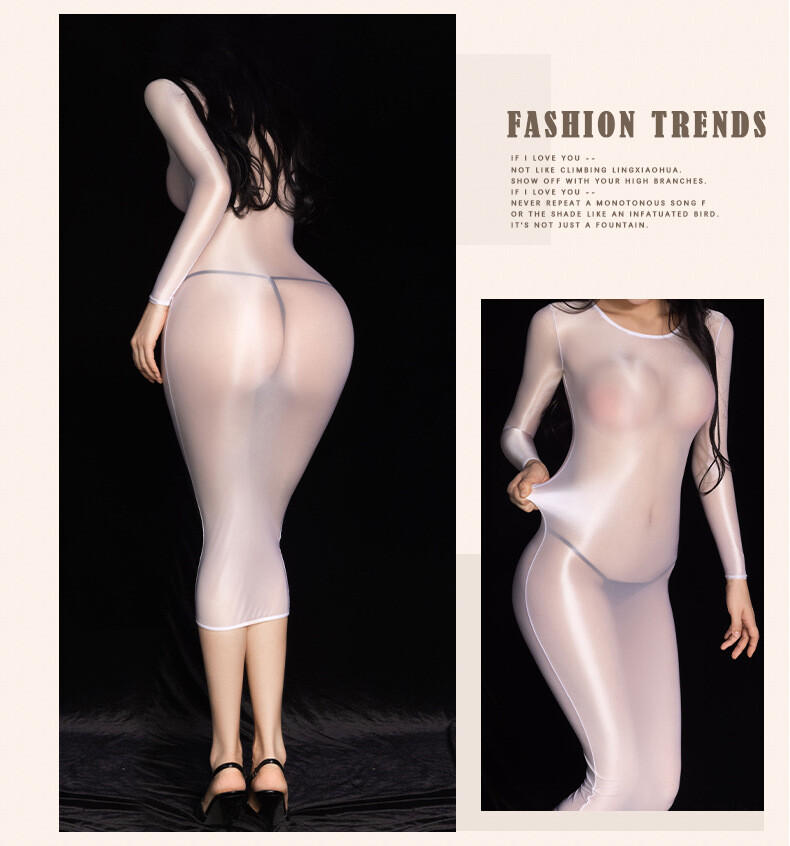 Womens Long Sleeve Shiny Glossy Sheer Bodycon Dress Mini Dress Clubwear Party