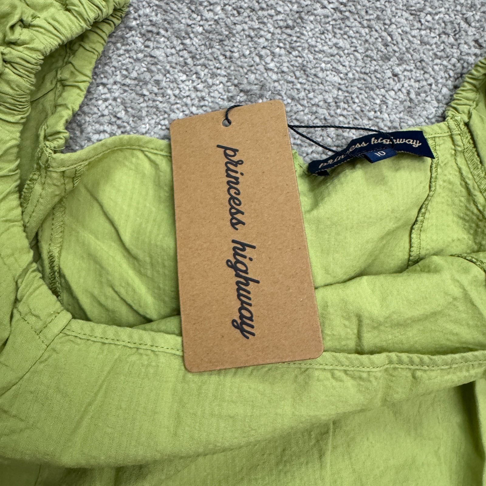 Princess Highway Modcloth Sanda Puff Sleeve A-Line Mini Dress Women 10 Green NWT