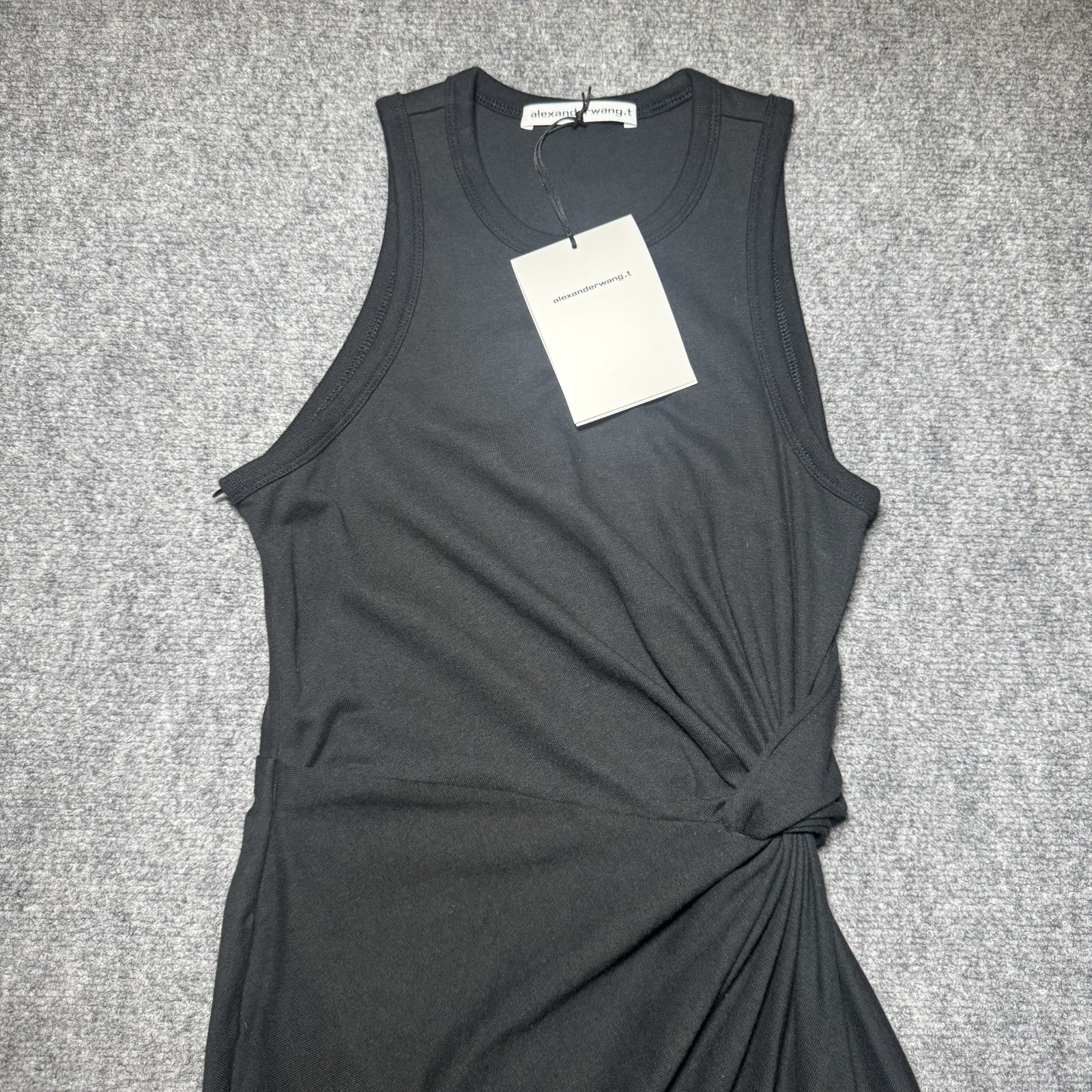ALEXANDER WANG .T Heavy Soft Jersey Fitted Tank Dress w/ Twist Detail XS NEW NWT