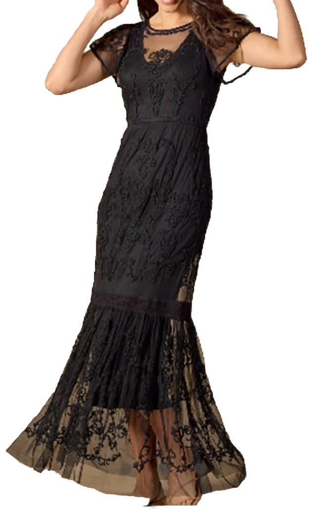 NWT Sundance Catalog Black “Mayfield Embroidered Dress” Size L