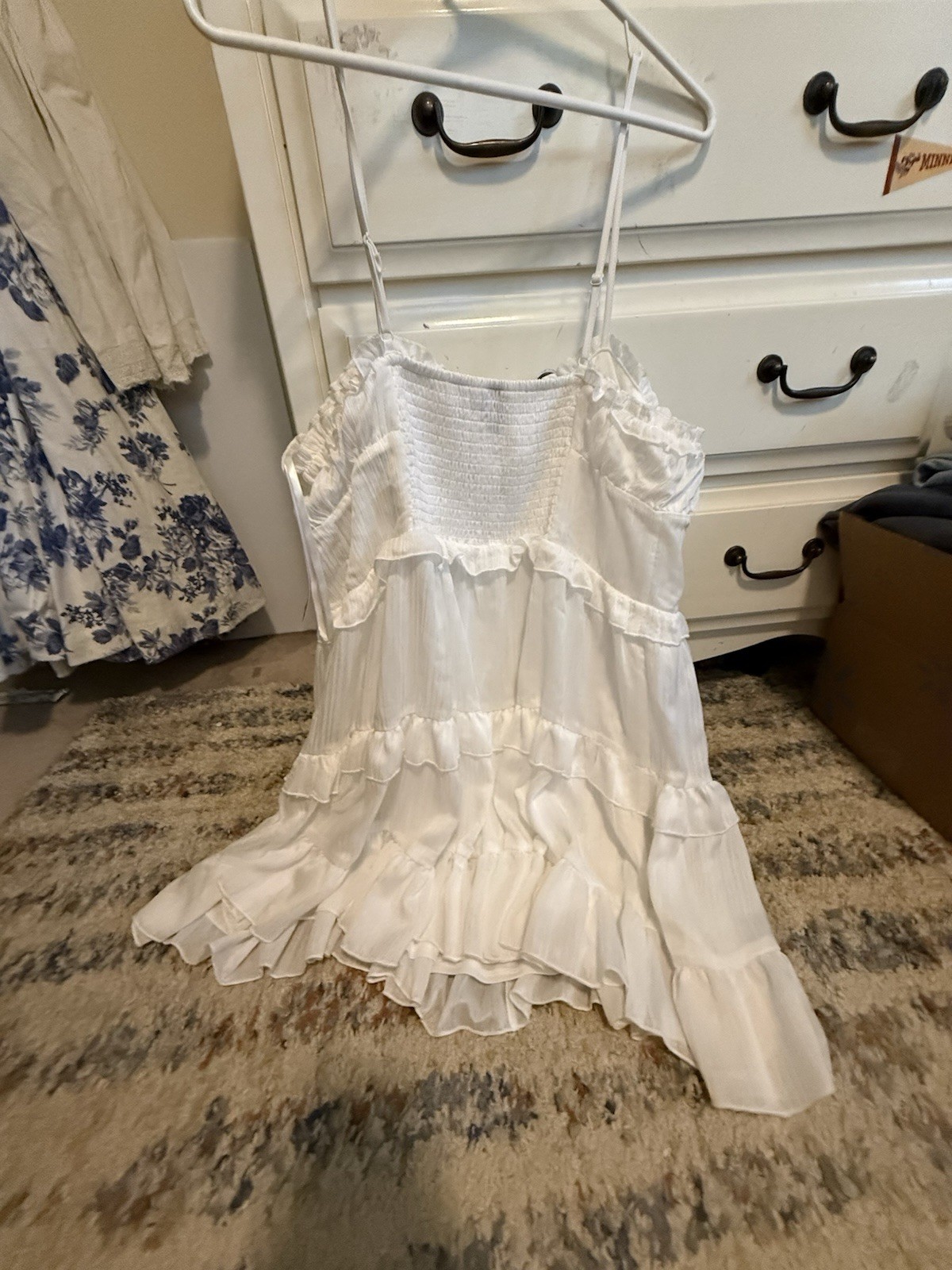 Wild Fable White Solid Mini Sundress Smocked Ruffle Strappy Chiffon XXL