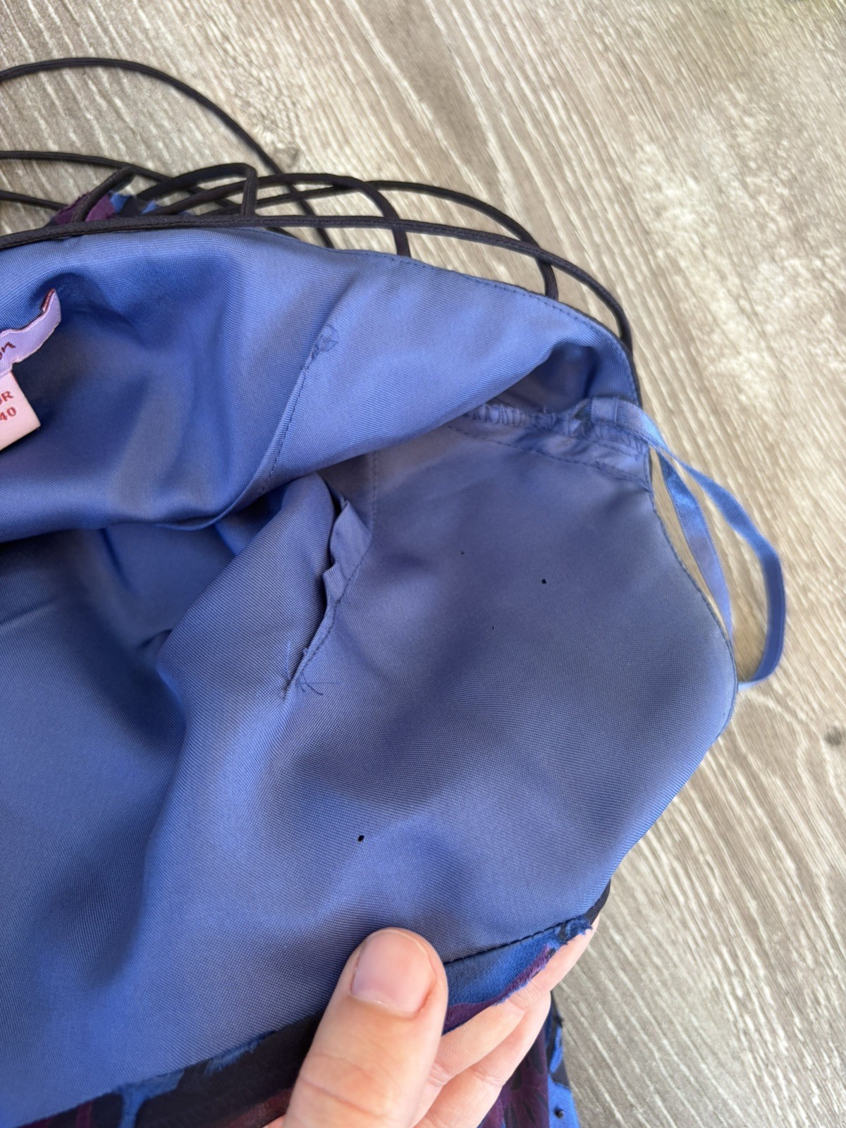 Y2k Monsoon purple blue silk devore cowl neck maxi evening wedding dress size 12