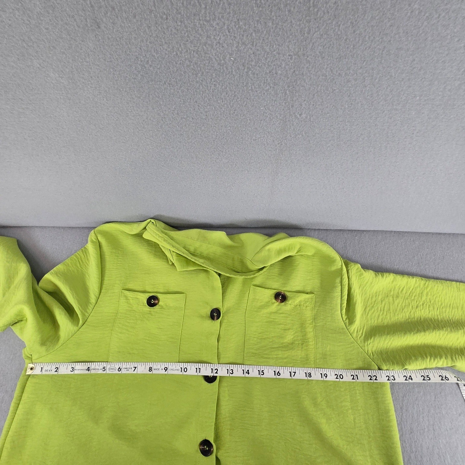 Lime Green Textured Button Down Shirt Dress High Low Tunic Long Sleeve – New
