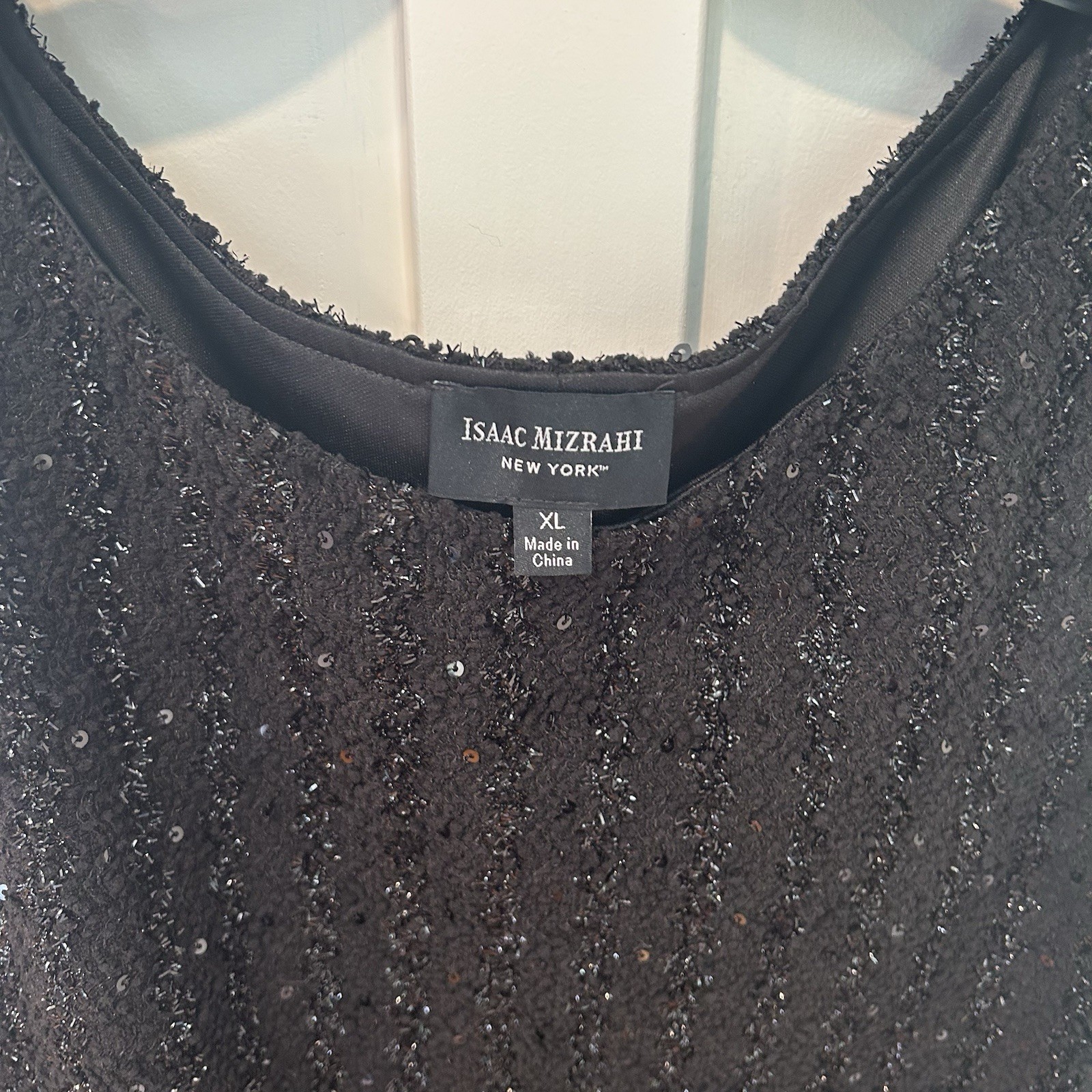 Glitz & Glamour Shift Dress Black boucle sequins XL Timeless Elegance