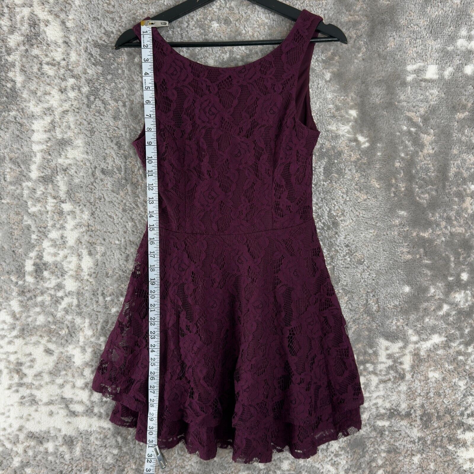 Speechless Juniors Size 5/M Floral Sleeveless Lace Flare Mini Dress Purple Zip