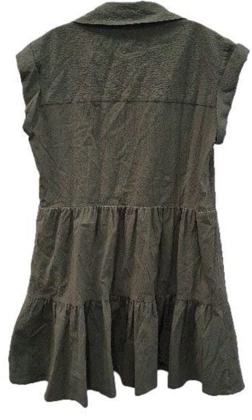 NWT Veronica Beard Trisha Tiered Cotton Mini Dress in Stone Army