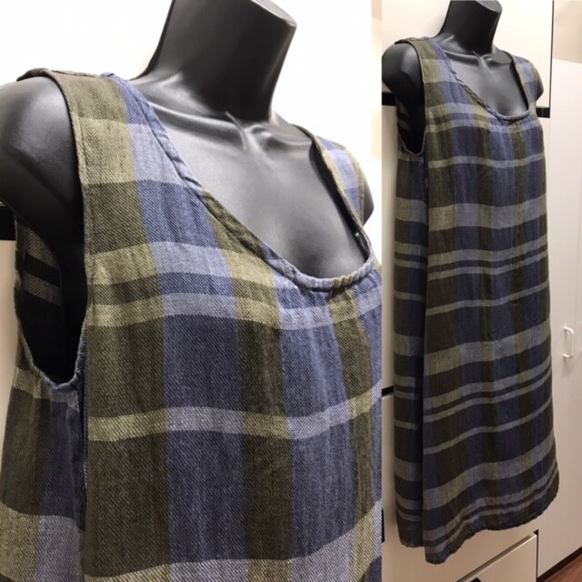 Flax Lithuania S Blue Combo Color Block Stripe Linen Dress Harmony Collection