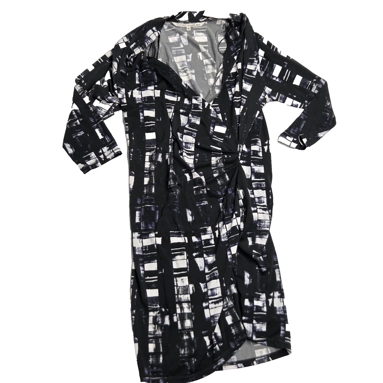 NEW RACHEL Rachel Roy women’s faux wrap black combo print dress size small