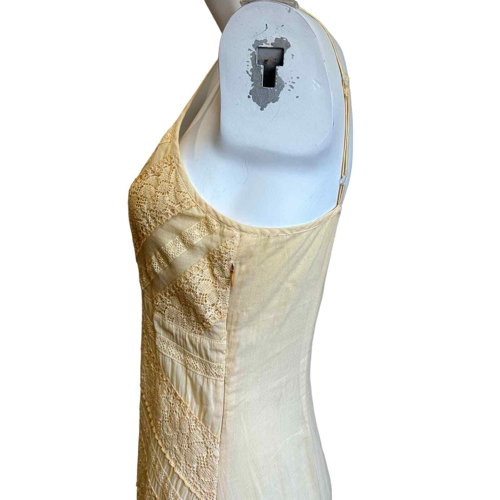 Alberto Makali Ombre Yellow Asymmetrical Crochet Look Midi SunDress Y2K sz 8