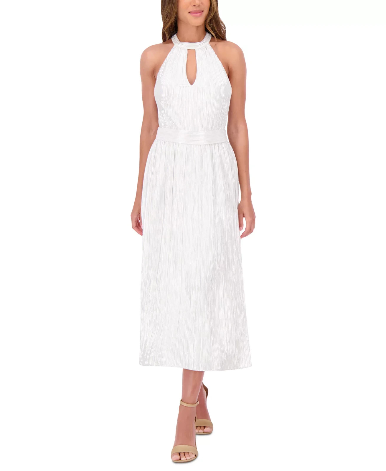 kensie Women’s Metallic Pleated Keyhole-Cutout Maxi Dress MSRP $138