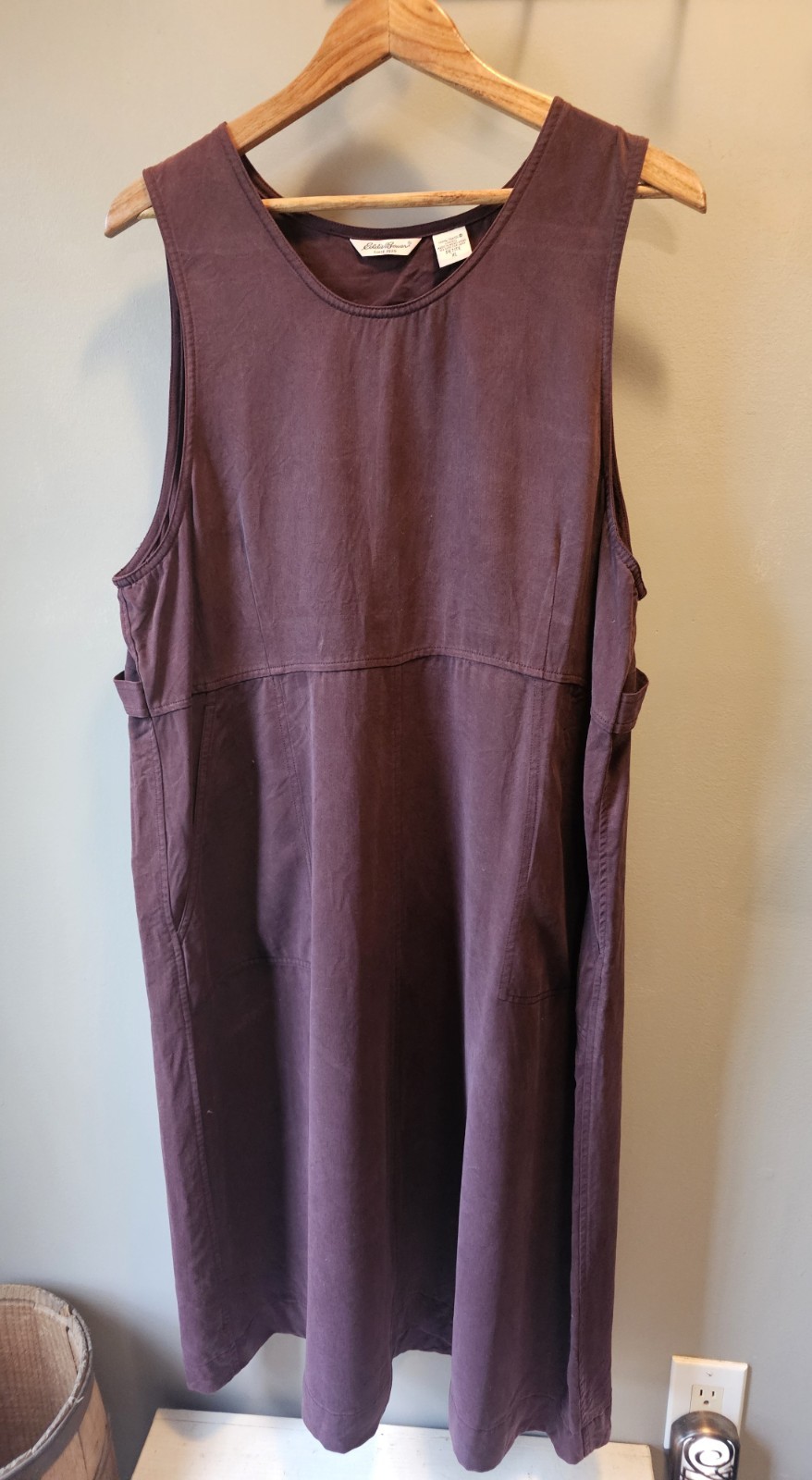 Tencel Lyocell 100% Dress Eddie Bauer Maroone Made in Hong Kong Sz XL Petite