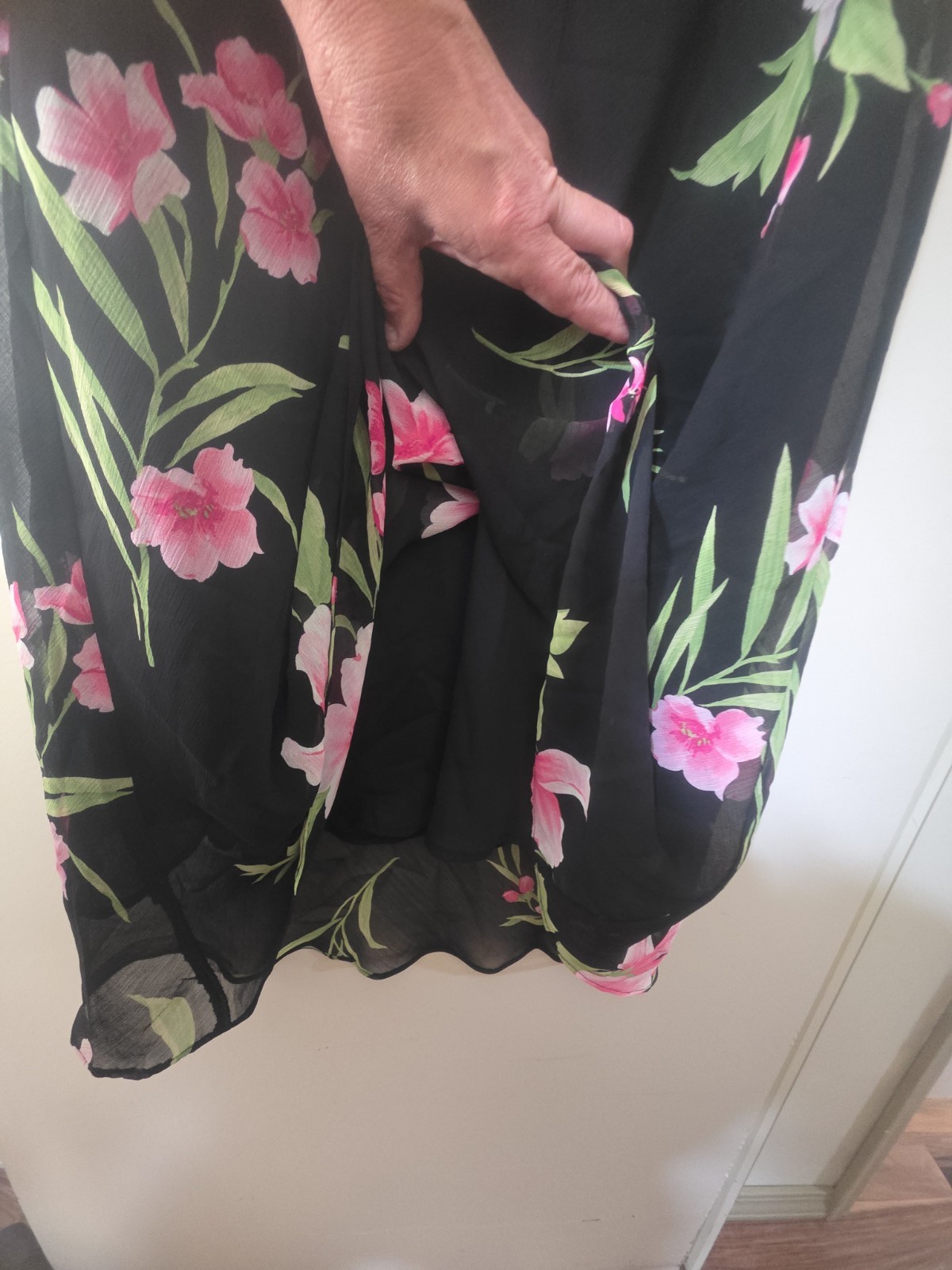 Vtg Studio 1 One Fairy Sheer Tank Maxi Dress Jacket 2pc Blk Pink Floral Sz 10