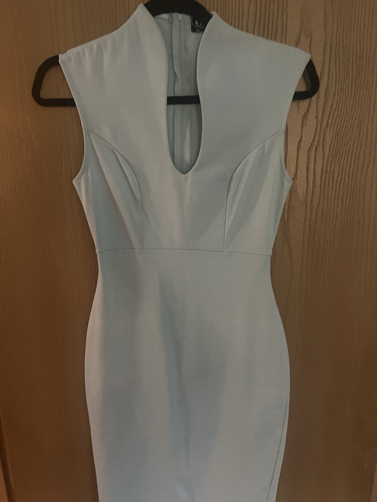 AKIRA Womens Light Blue V-Neck Sleeveless Bodycon Mini Dress Lined Zip S