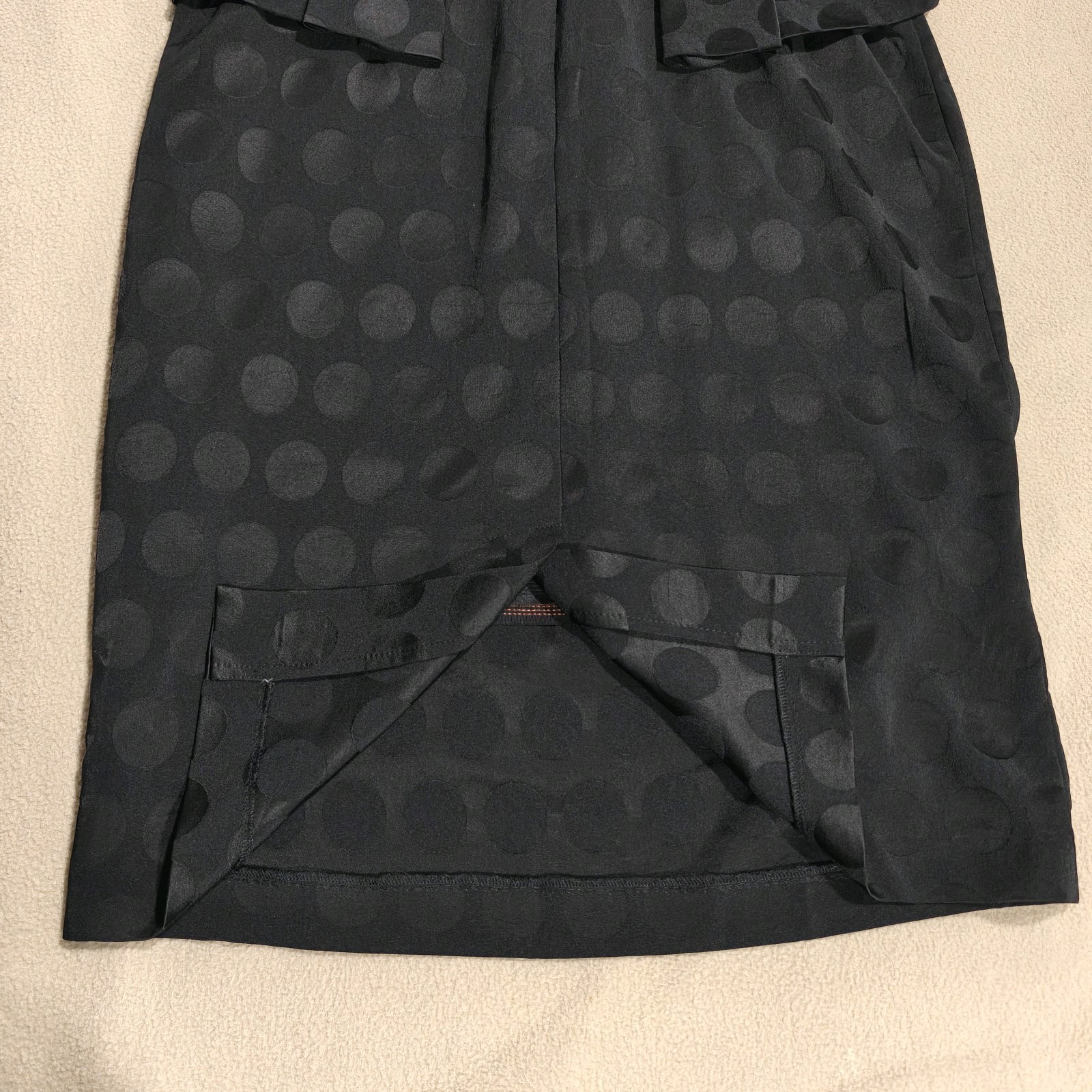 Size 12 M&S Marks and Spencer Black Polka Dot Peplum Pencil Formal Dress