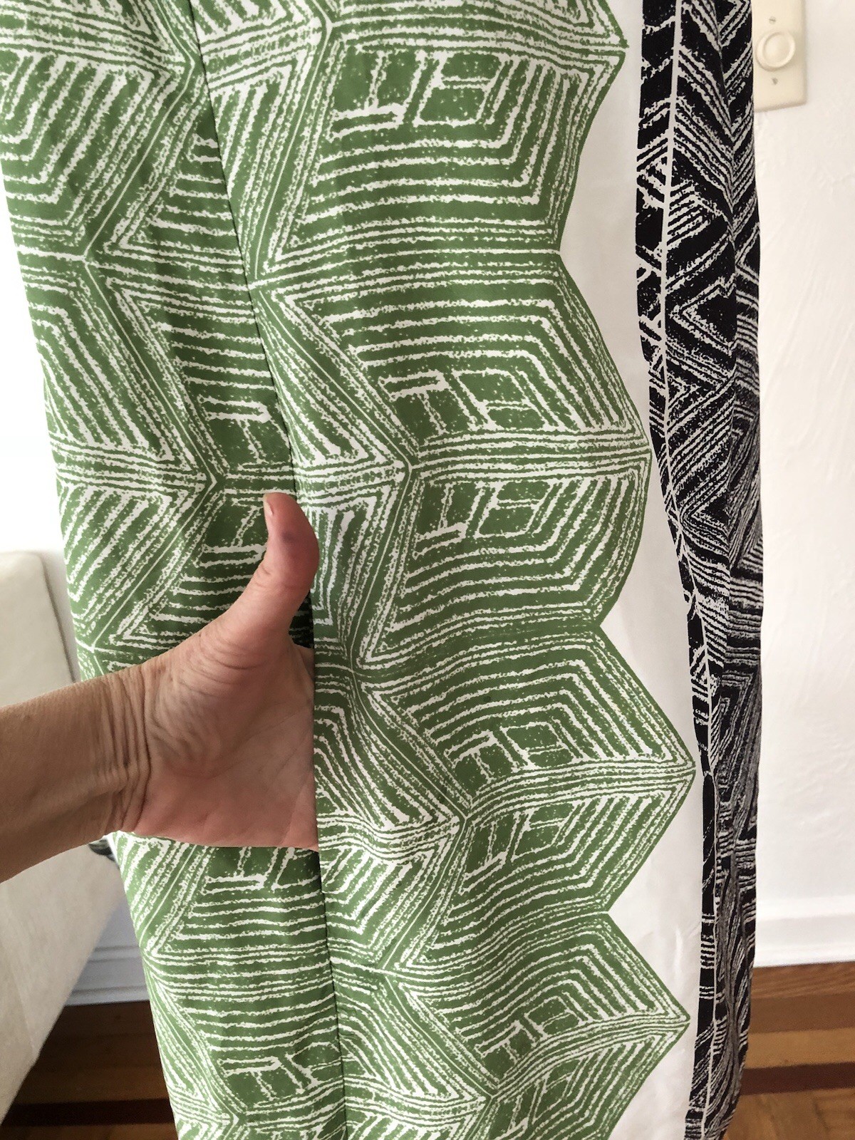 Green Black Tiki Chevron on White Silk BANANA REPUBLIC Shift Tank Dress XL NWT