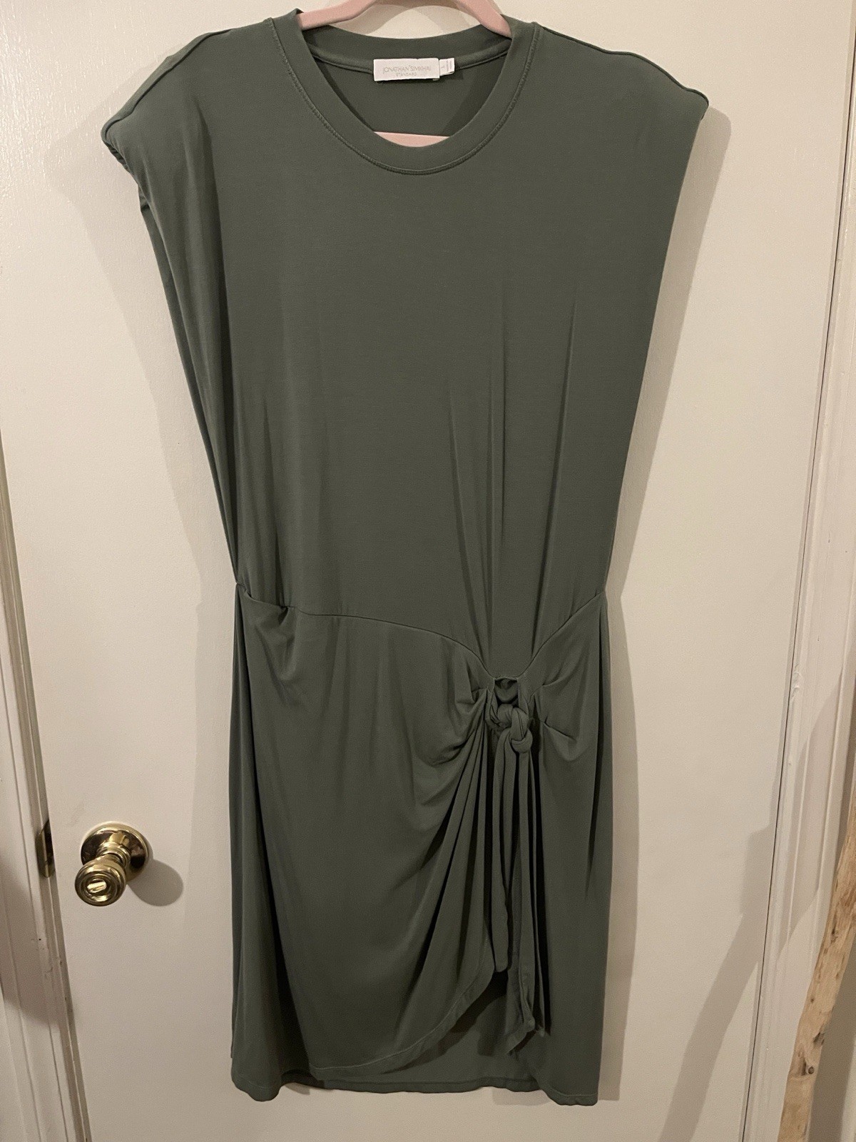 Jonathan Simkhai Size Large Tamar Green Jersey Knit Mini Dress Tennis Prep EUC