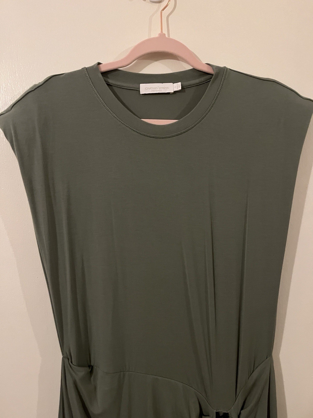 Jonathan Simkhai Size Large Tamar Green Jersey Knit Mini Dress Tennis Prep EUC