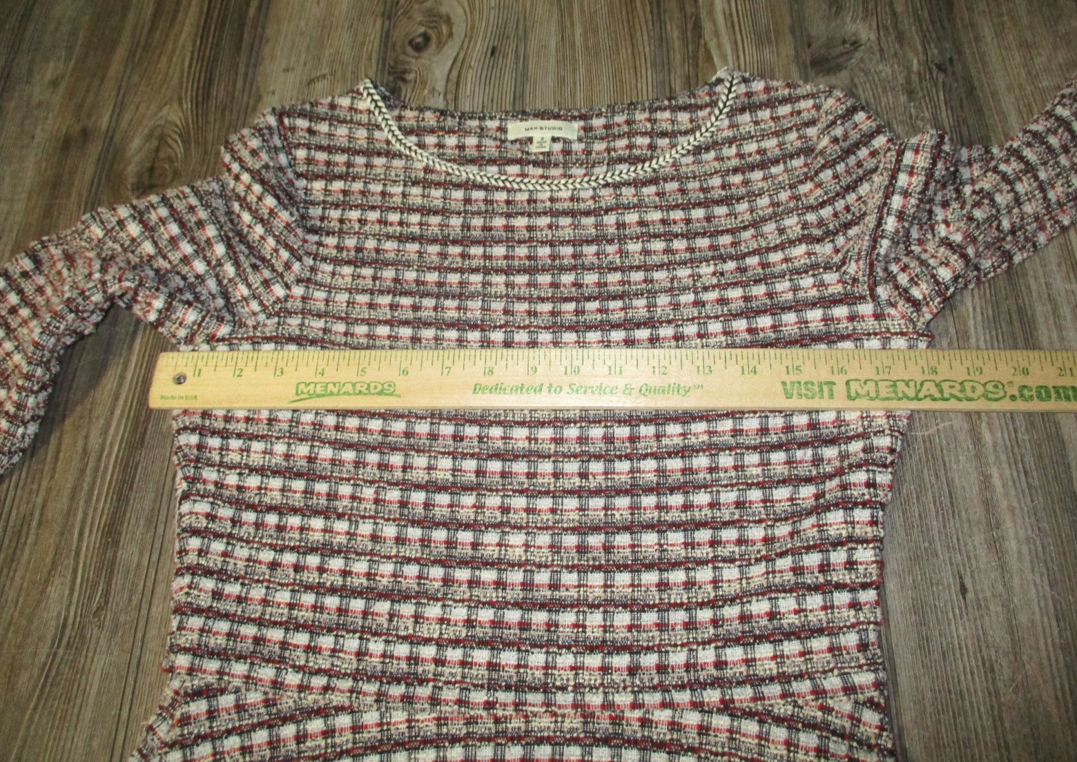 Max Studio Womens Sz Small Red Black Beige Blue White Tweed Dress Twee Academia