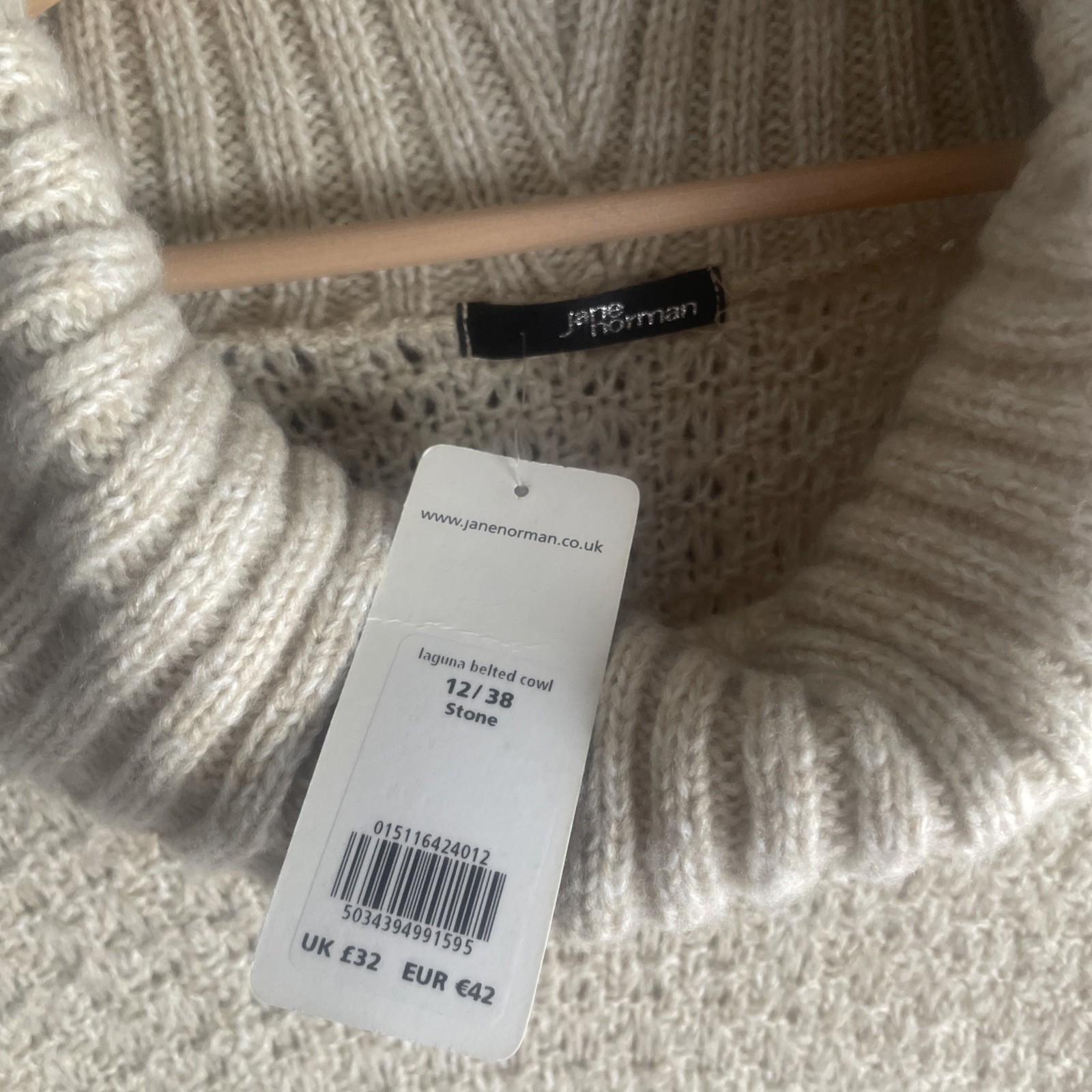 NEW Jane Norman Stone Cowl Neck Belted Knitted Dress – Size 12 NWT –Vintage Y2K