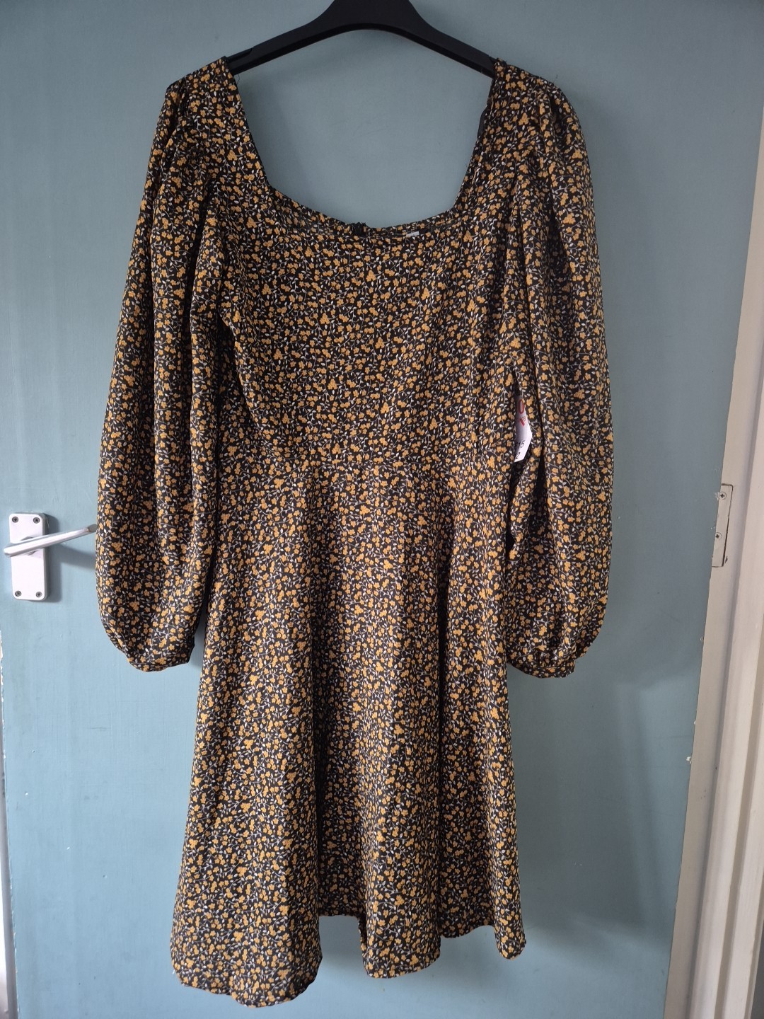BNWT Pep&Co Size 10 Black Yellow Floral Long Sleeve Knee Length Dress (217/v)