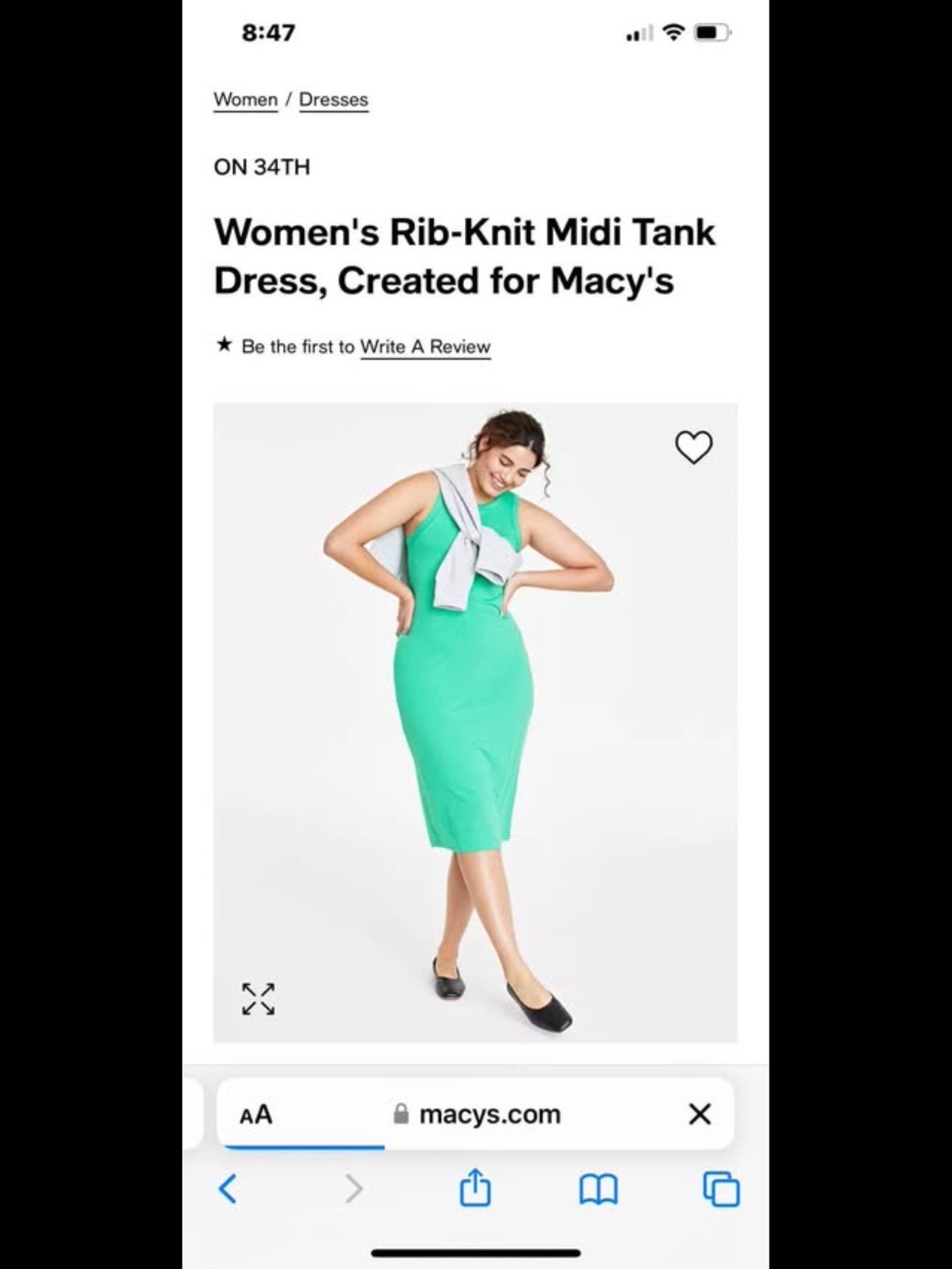 Macy’s, On 34th, Rib-Knit, Midi Tank Dress – New in Packaging