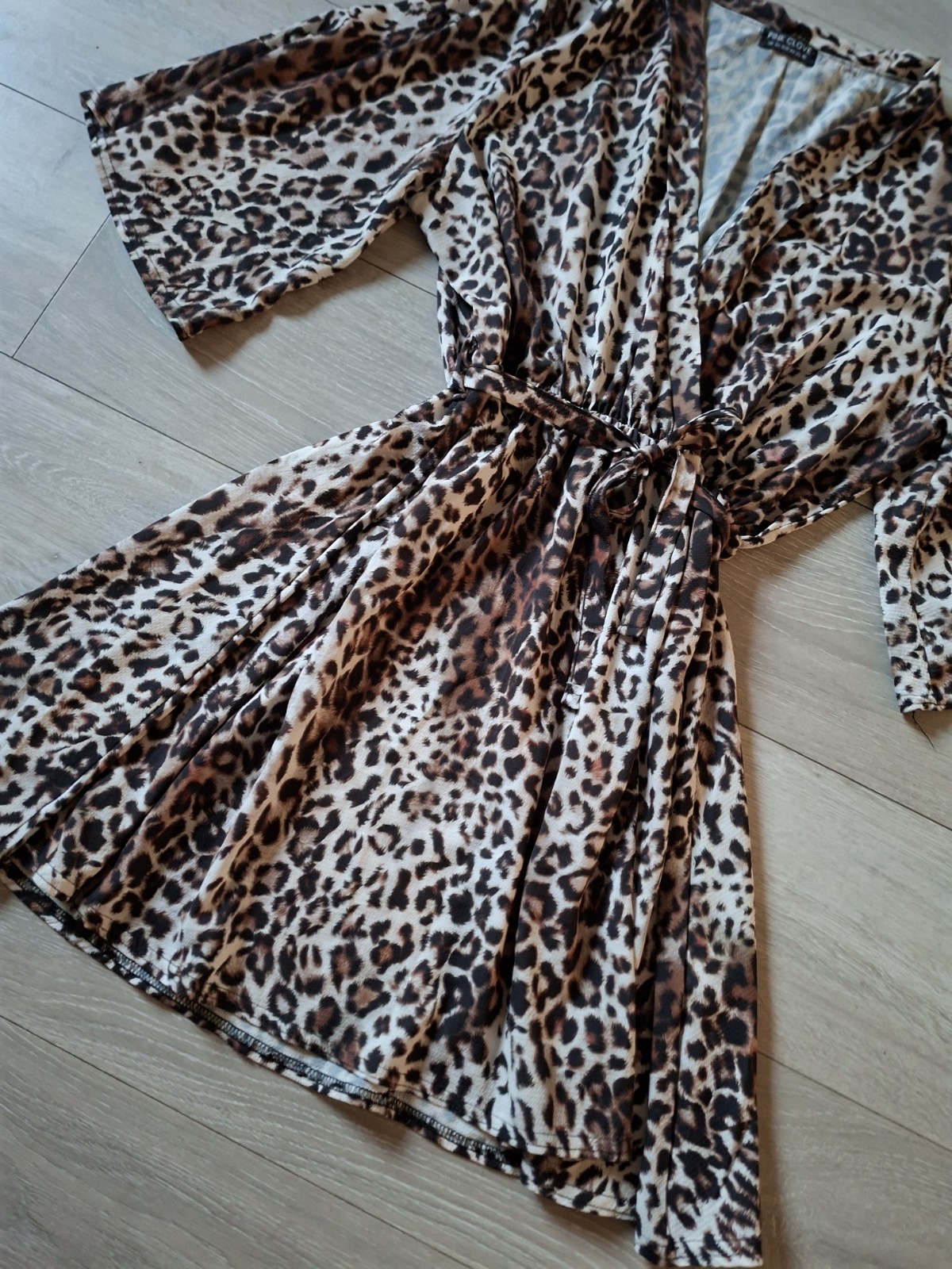 Pink Clove Beige Leopard Print Stretch Flared Dress Holiday Smart Party UK20