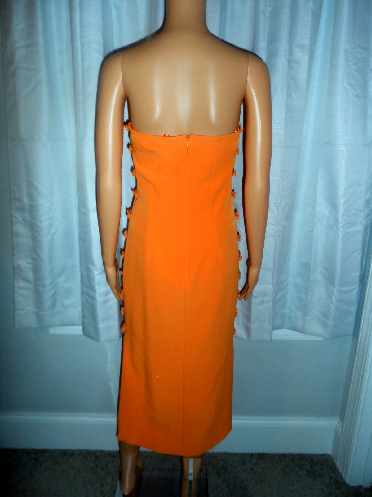 Pretty Gianni Bini size 4 orange side button cut out midi dress women NWT