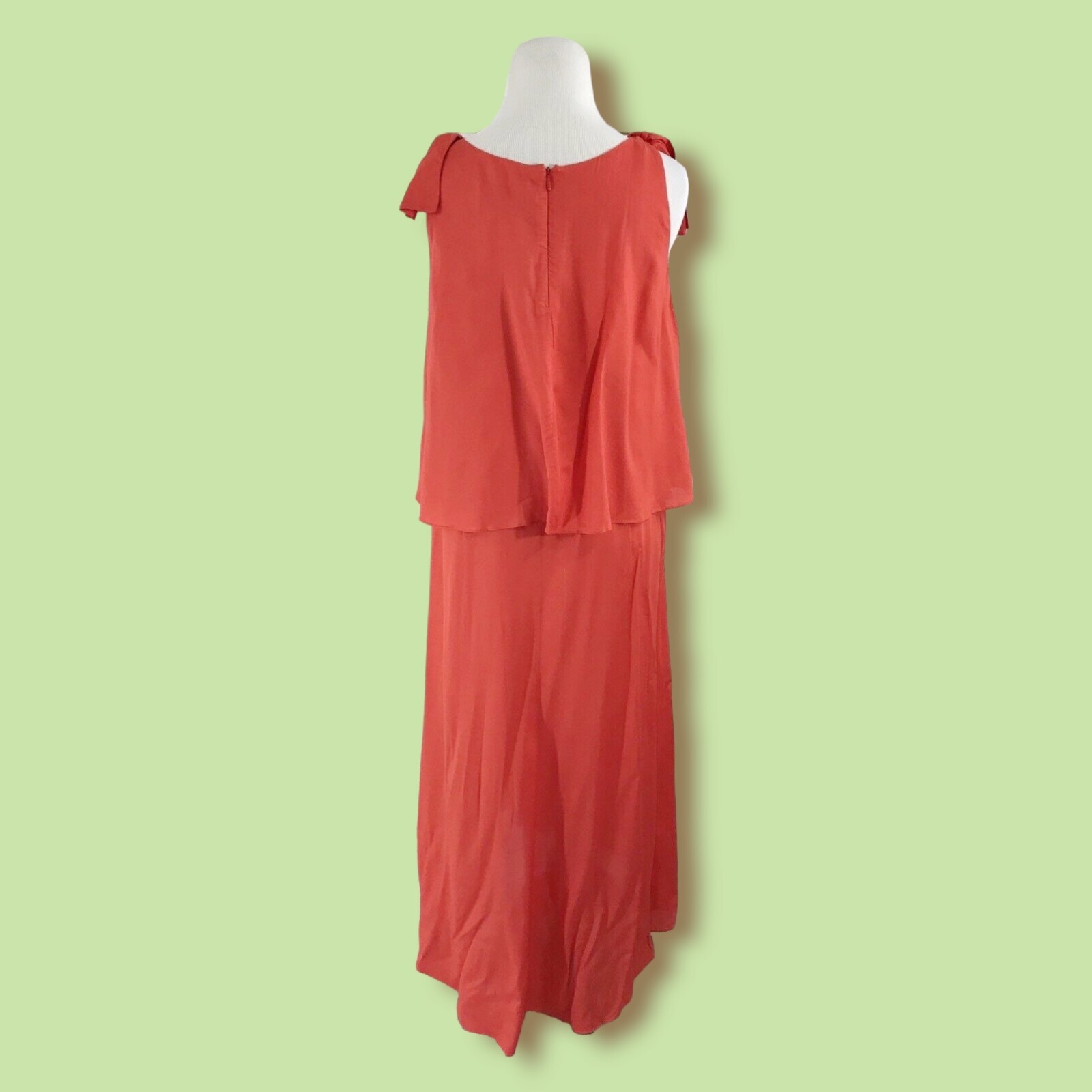 Whit Two Dress 4P Tiered Maxi Sleeveless Coral Tie Shoulder