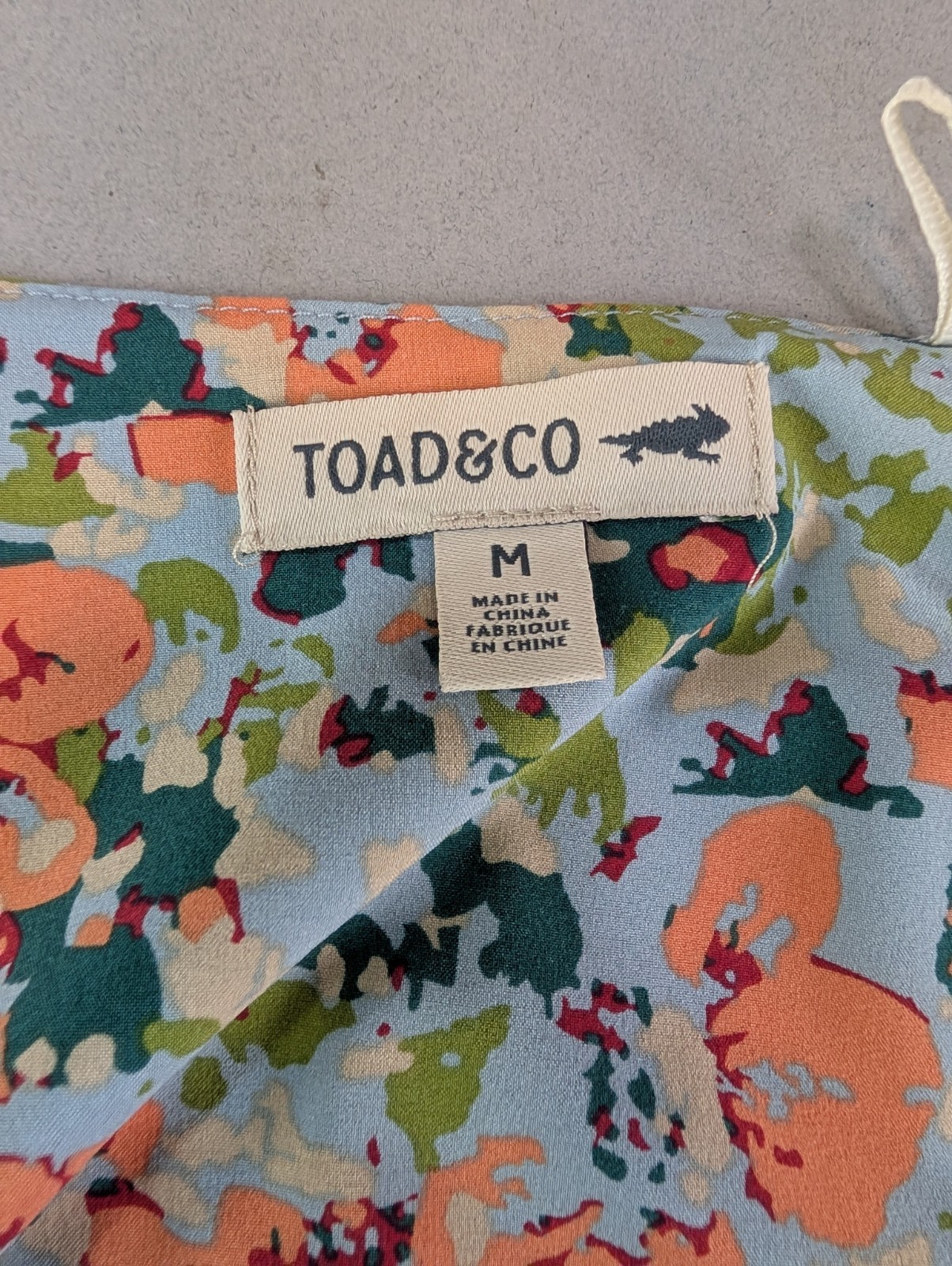 Toad & Co Sunkissed Tiered Sleeveless Dress Size Medium Blue Coral Floral Tank