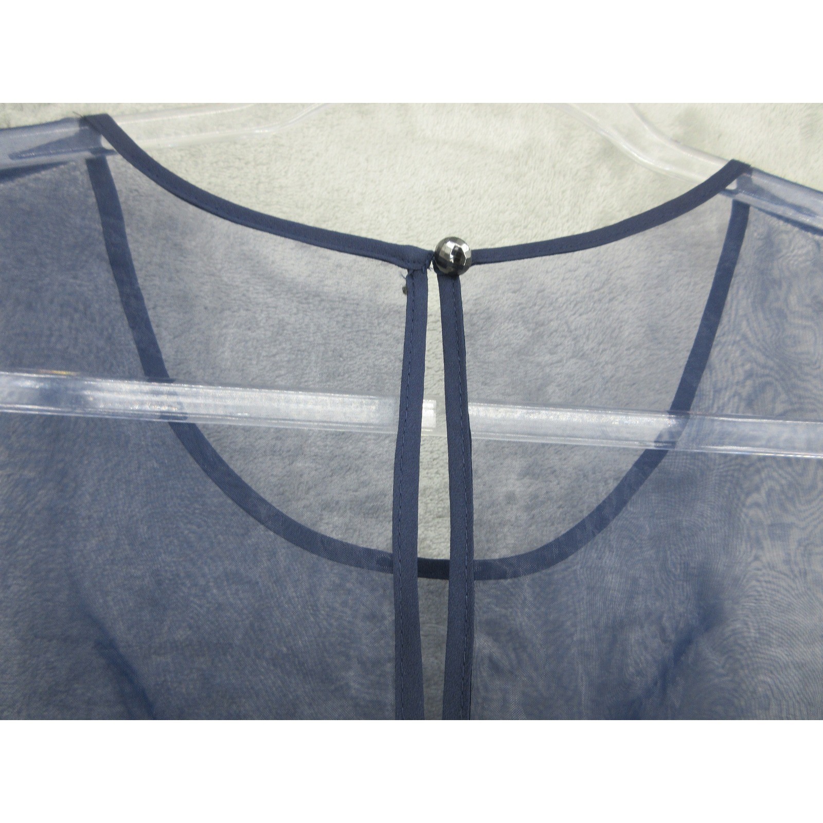 GUESS Dress Womens 2 Sheer Neckline Pleated Party Belted Navy Blue Event Zip