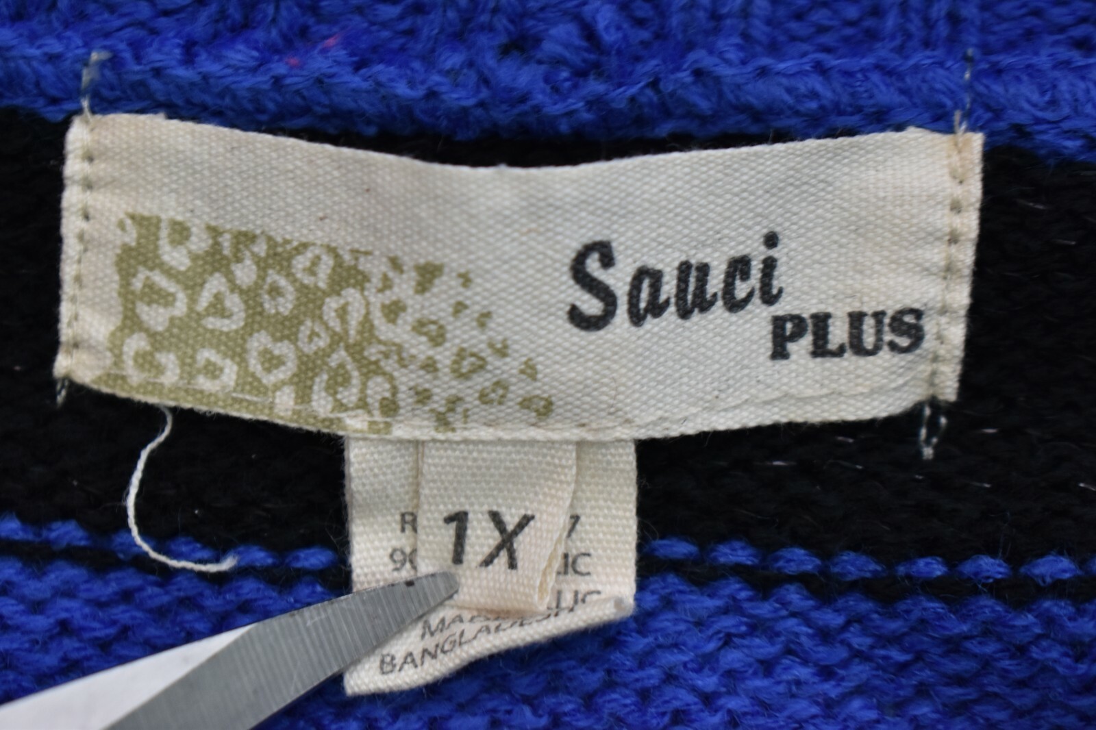 Sauci Dress Sweater Blue & Black Size 1X Women’s