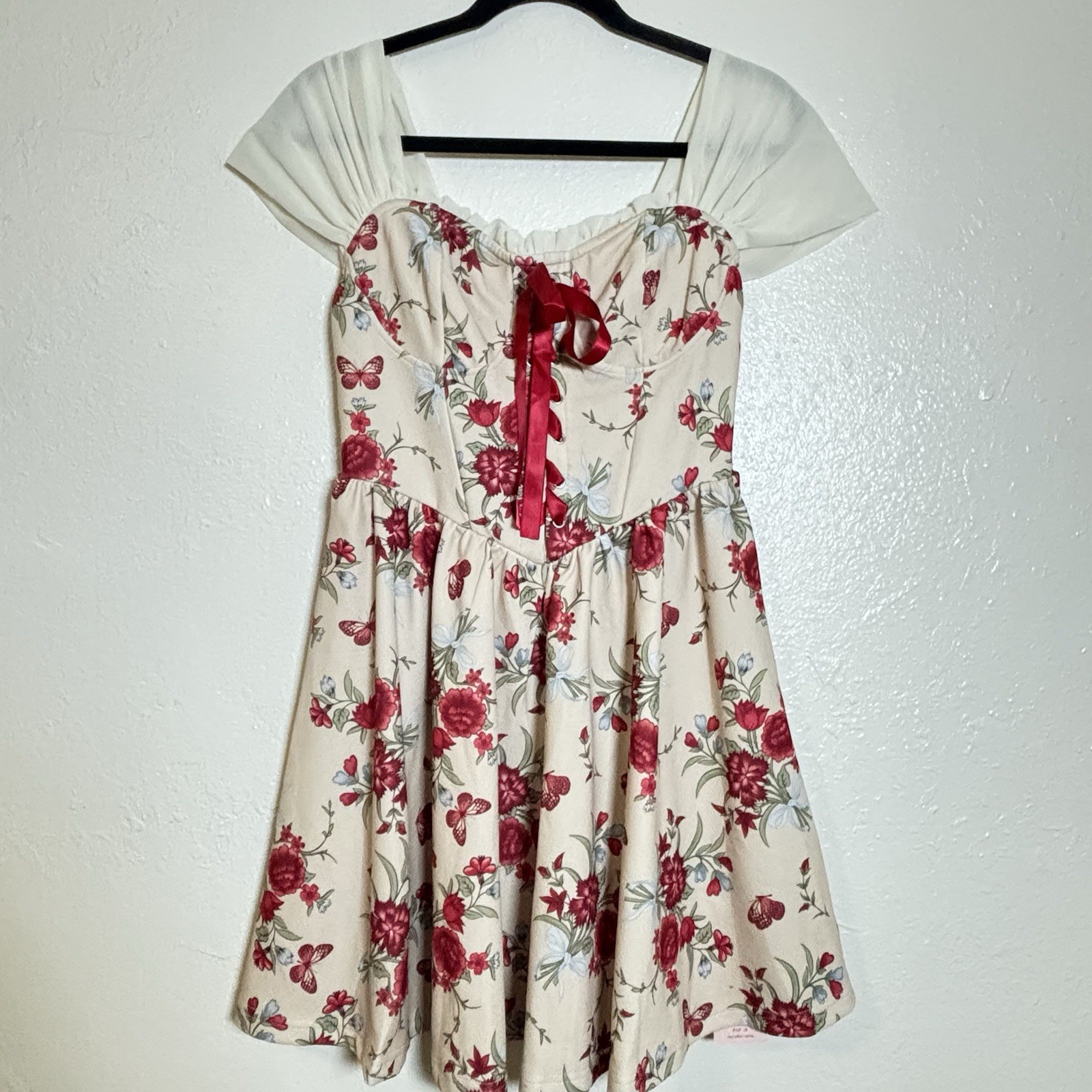 Germán Style Cosplay Red Floral Mini Dress Size S NWT