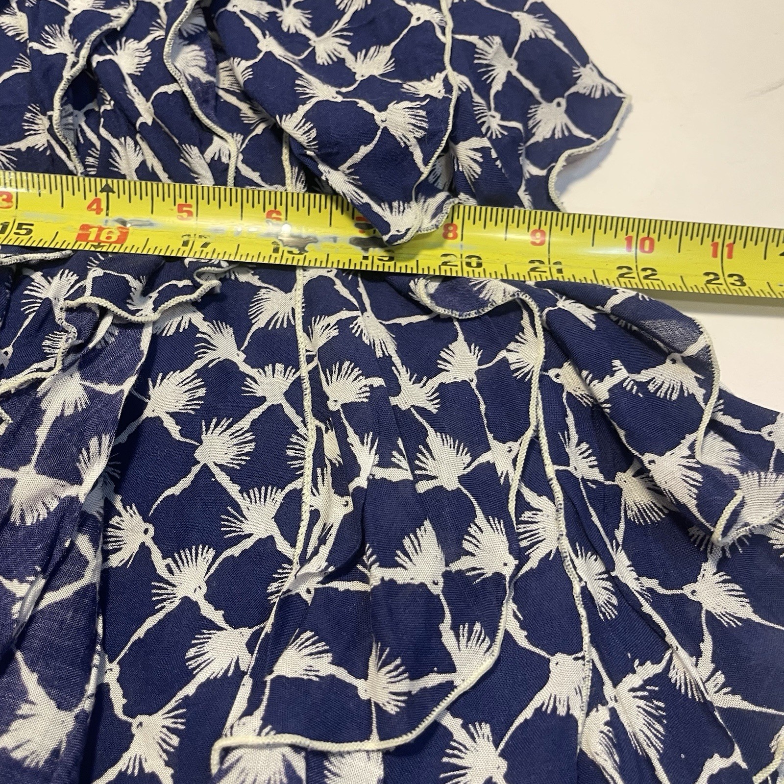 Poupette St Barth Beline Ruffle Mini Dress V Neck Sleeveless Blue M Beach Vacay